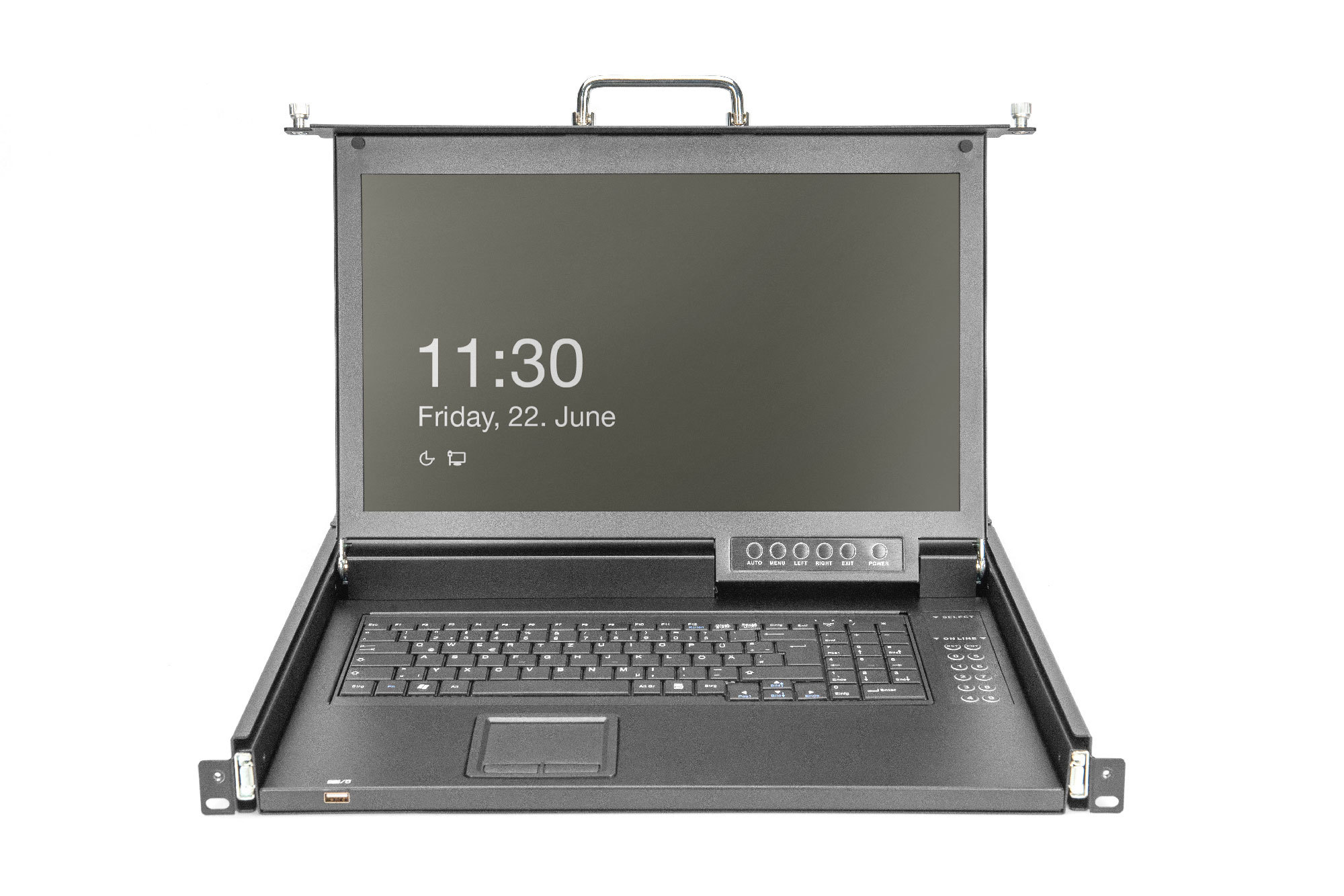 DIGITUS Modulare HD LCD KVM Konsole mit 17 TFT, 8-Port HDMI KVM Anschluss, Touchpad, deutsches Tastaturlayout, Ansicht 4