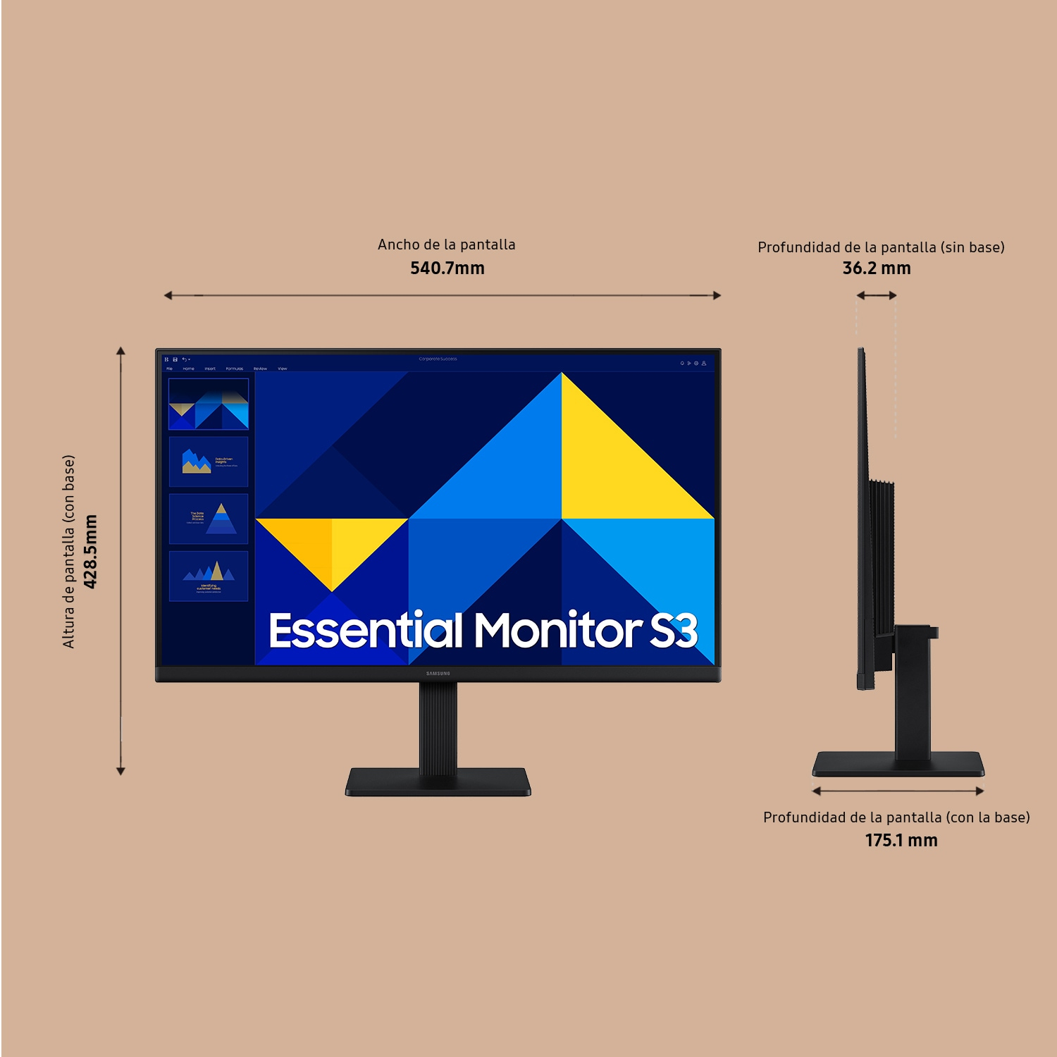 Samsung Essential S3 S24D304GAU - S30GD Series - LED-Monitor - 61 cm (24), Ansicht 4