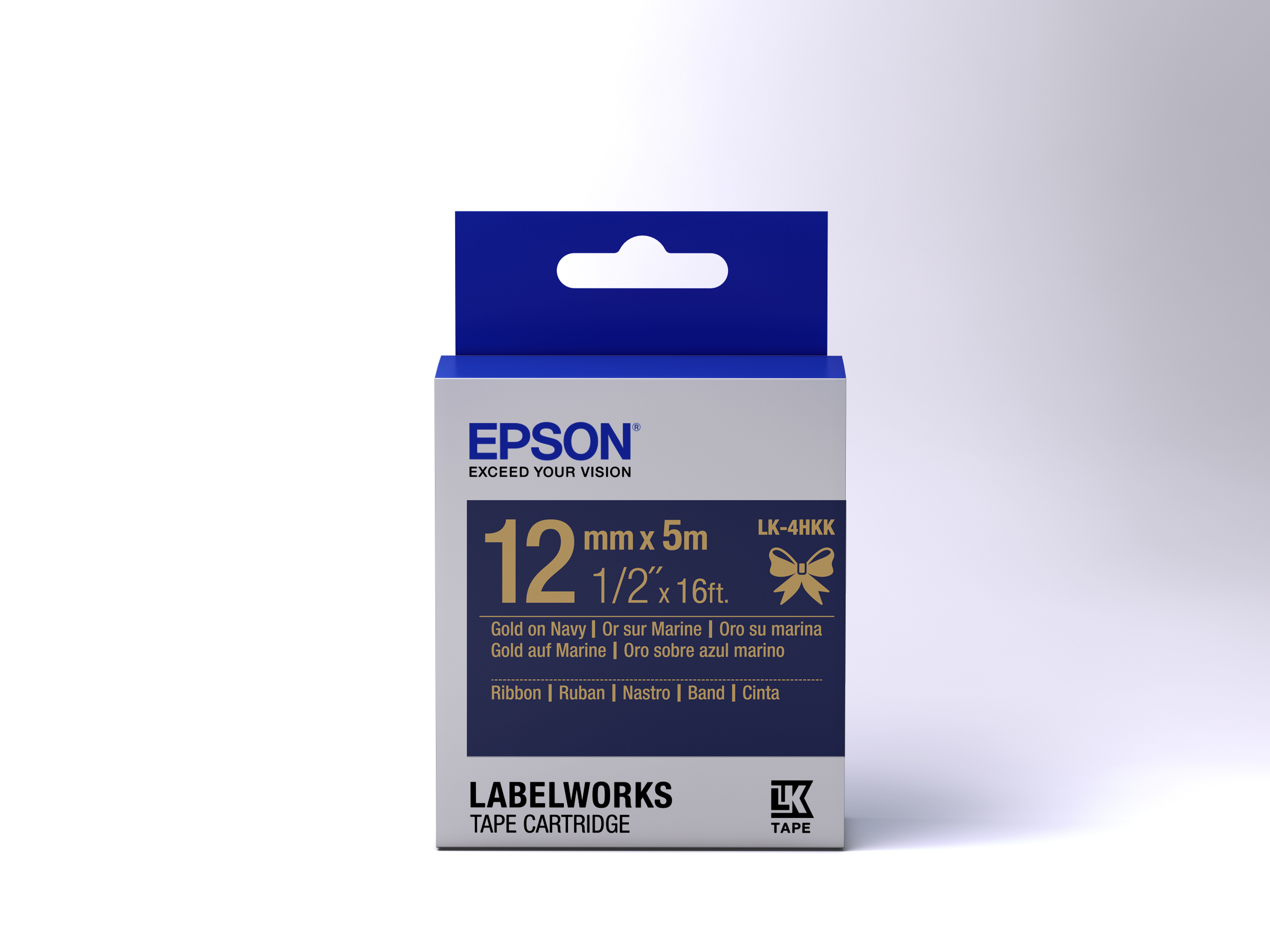Epson LabelWorks LK-4HKK - Seidig - gold auf marineblau - Rolle (1,2 cm x 5 m), Ansicht 3