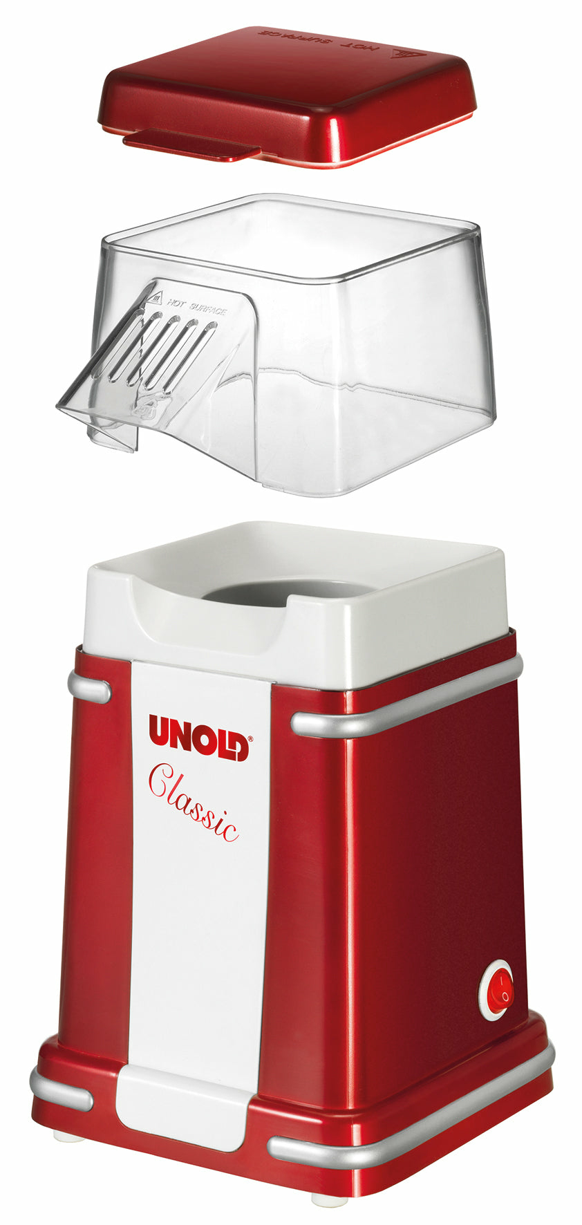 UNOLD 48525 - Popcornmaker - 900 W - Metallic-Rot/Silber/Weiß, Ansicht 2
