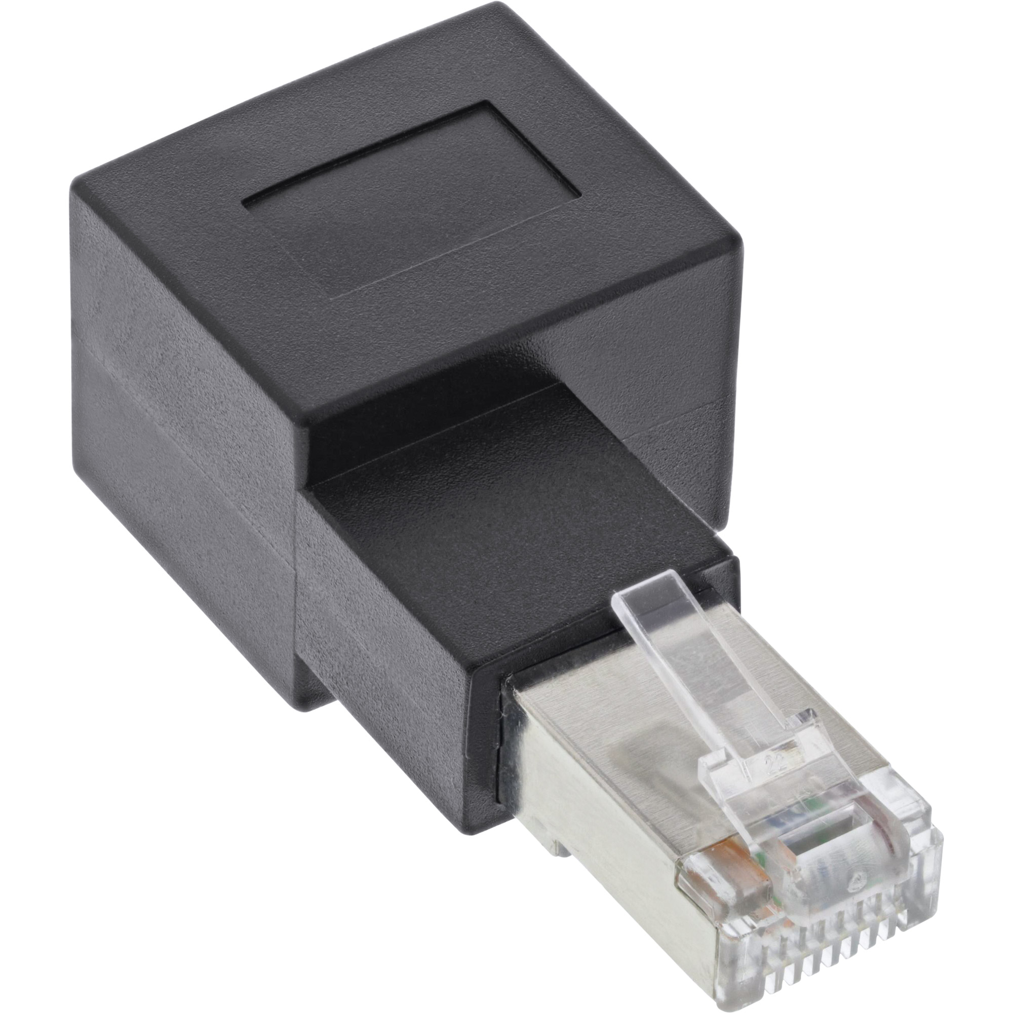 InLine Patchkabel-Adapter Cat.6A - RJ45 SteckerBuchse - 90° rechts gewinkelt
