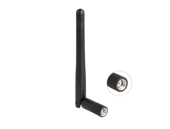 Delock WLAN 802.11 ac/ax/a/b/g/n Antenne RP-SMA Stecker 2 dBi omnidirektional mit, Ansicht 4
