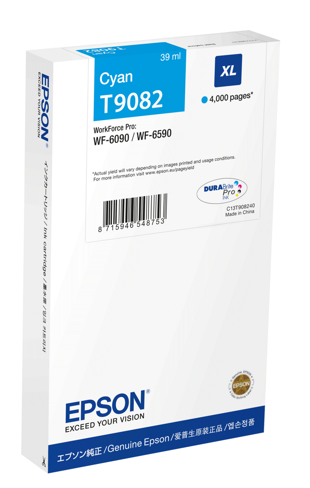 Epson T9082 - 39 ml - Größe XL - Cyan - original, Ansicht 2
