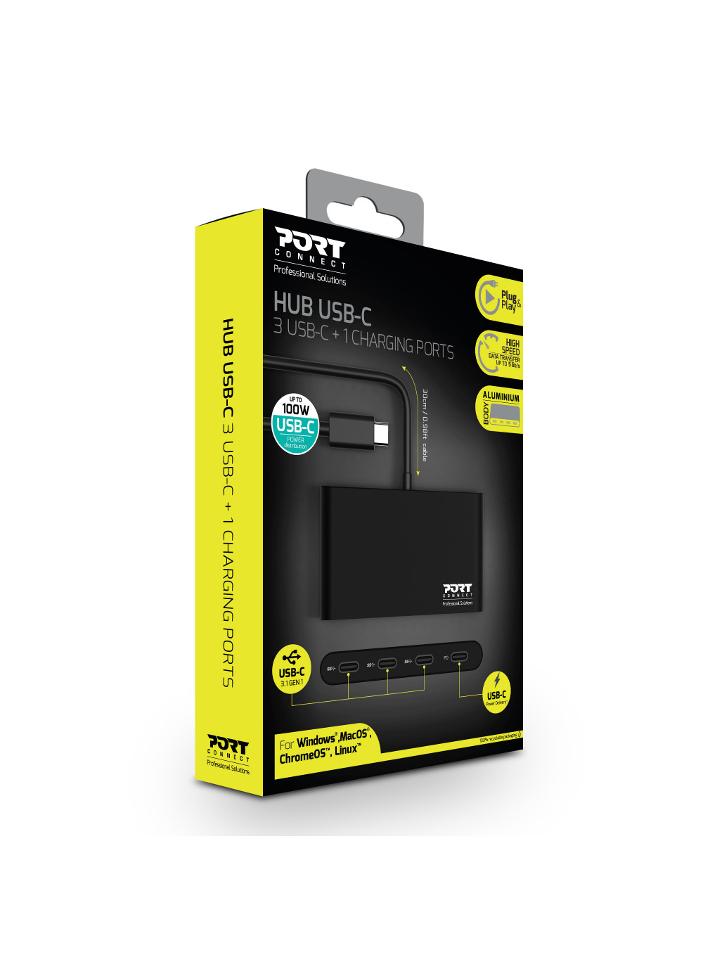 PORT Designs PORT Connect - Hub - 3 x USB-C + 1 x USB-C (Spannungsversorgung), Ansicht 4