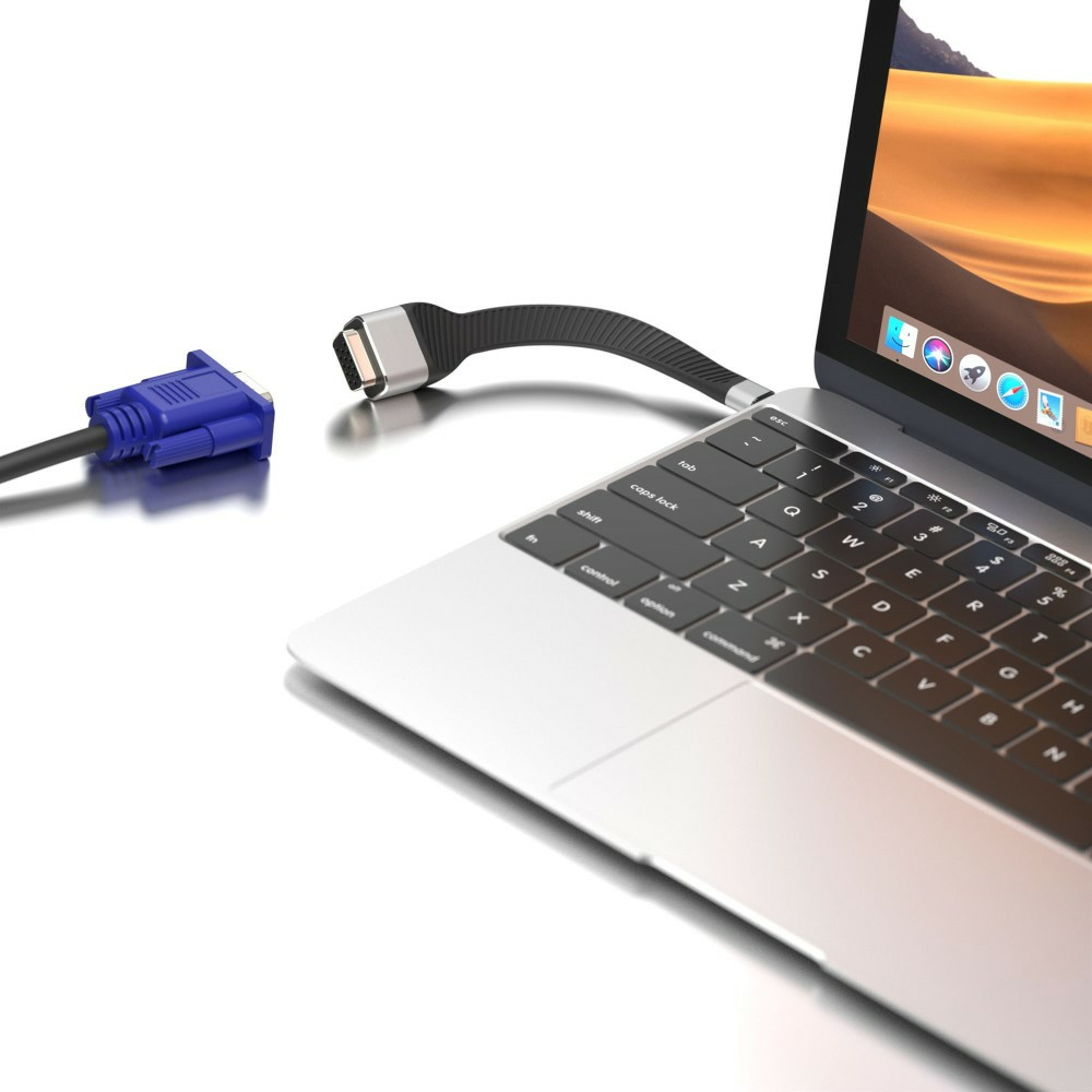 Techly USB-C Stecker auf VGA-Buchse kurz flaches FPC Kabel, Ansicht 3