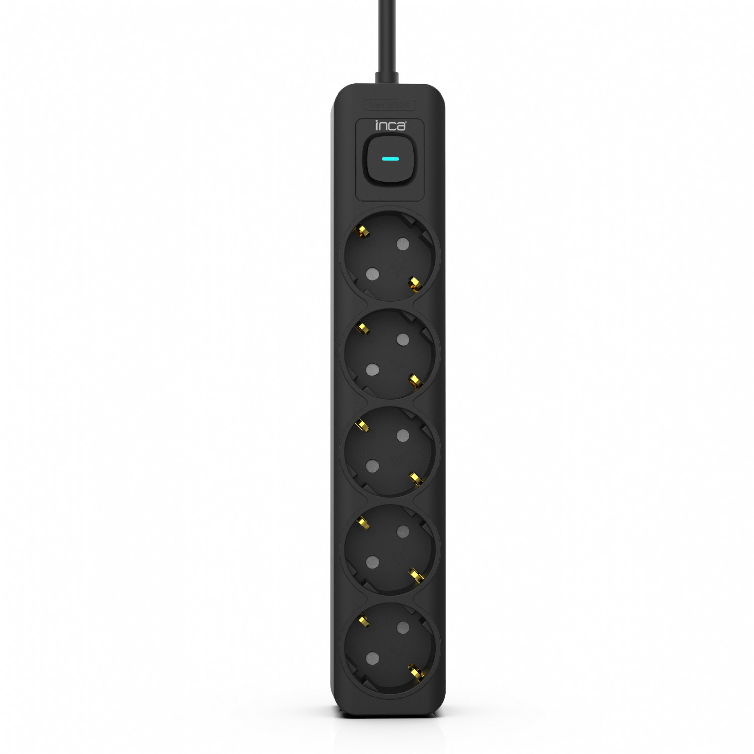 INCA Steckdosenleiste IPW-44SY 5fach LED Anz. Black 1.5m - Steckdosenleiste, Ansicht 2