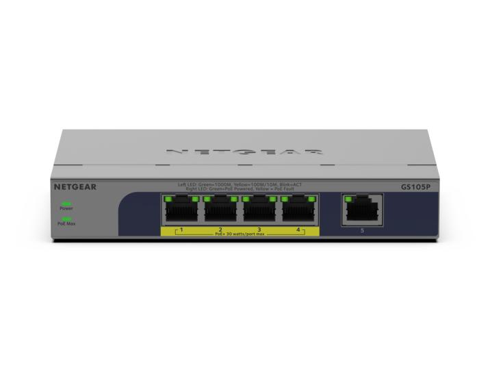 Netgear GS105P - Switch - unmanaged - 1 x 10/100/1000 + 4 x 10/100/1000 (PoE+), Ansicht 3