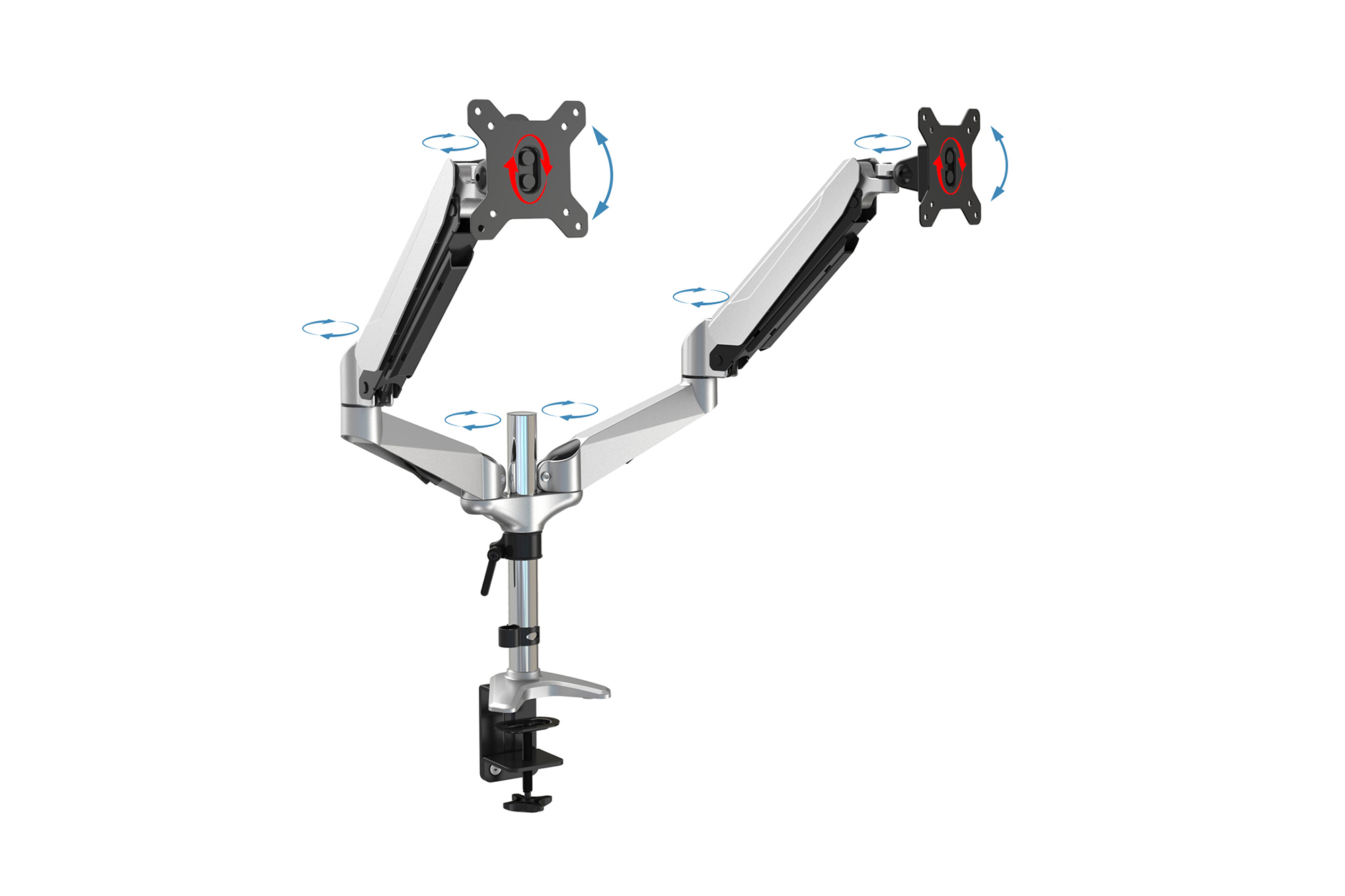 DIGITUS Universal Dual Monitorhalter mit Gasdruckfeder und Klemmbefestigung, Ansicht 3