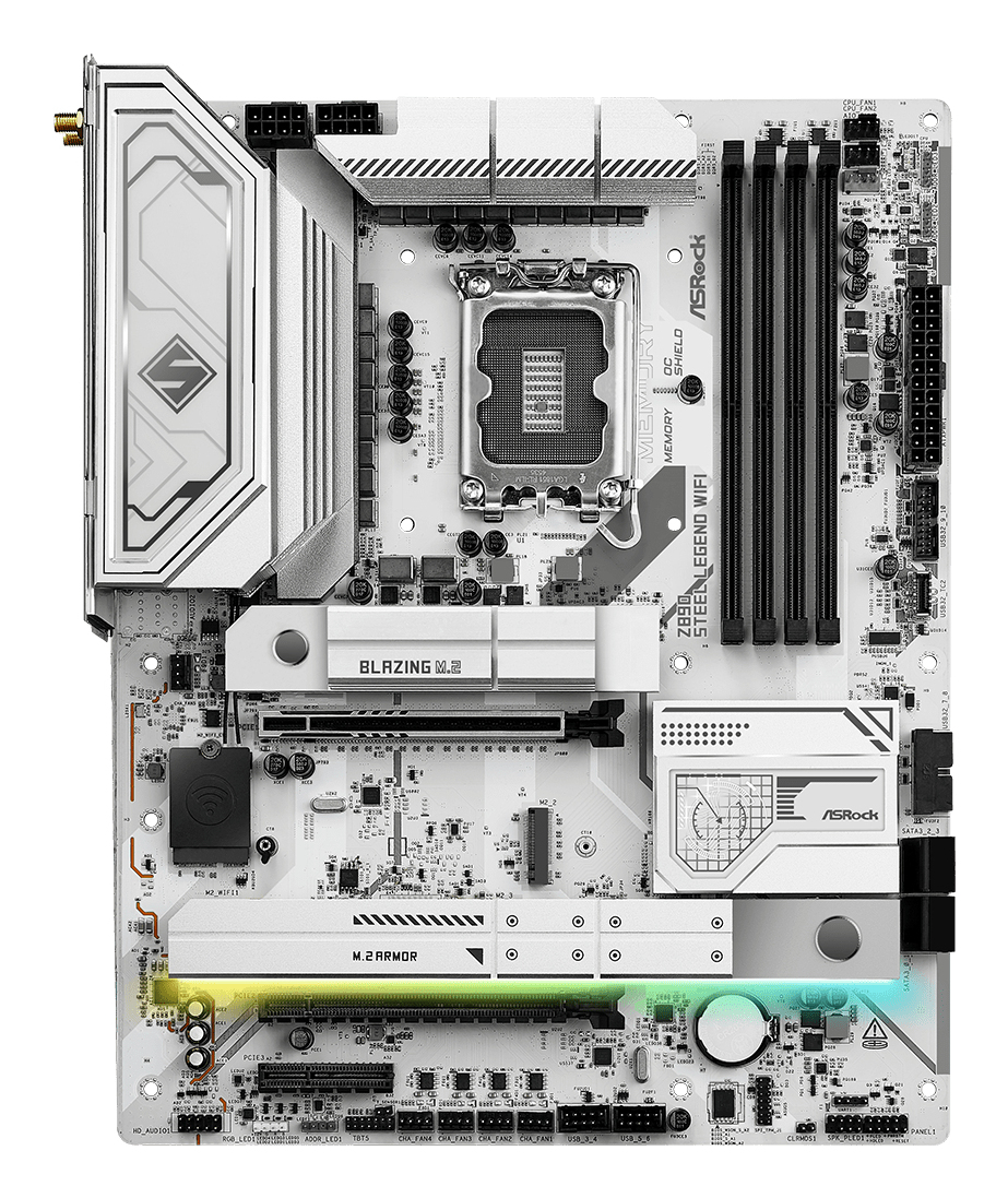ASRock Z890 STEEL LEGENd WiFi - Motherboard - ATX - LGA1851-Sockel - Z890 Chipsatz - USB4, USB-C 3.2 Gen 2x2, Ansicht 3