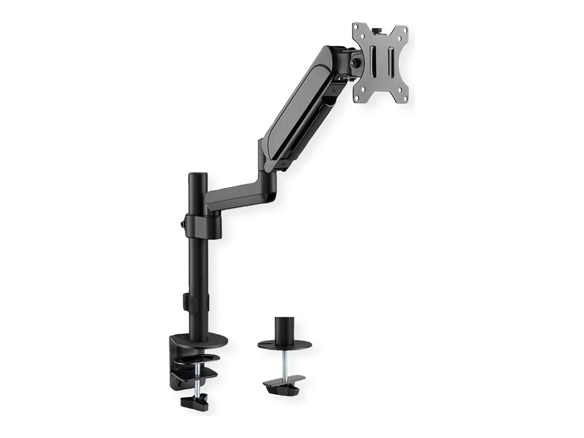 VALUE Befestigungskit (C-Klammer, Tischplattenbohrung, Stangenbefestigung, VESA-Schnellverschlussplatte, spring-assisted single arm) - für LCD-Display - 4 joints - Metall - Schwarz - Bildschirmgröße: 43.2-81.3 cm (17"-32")