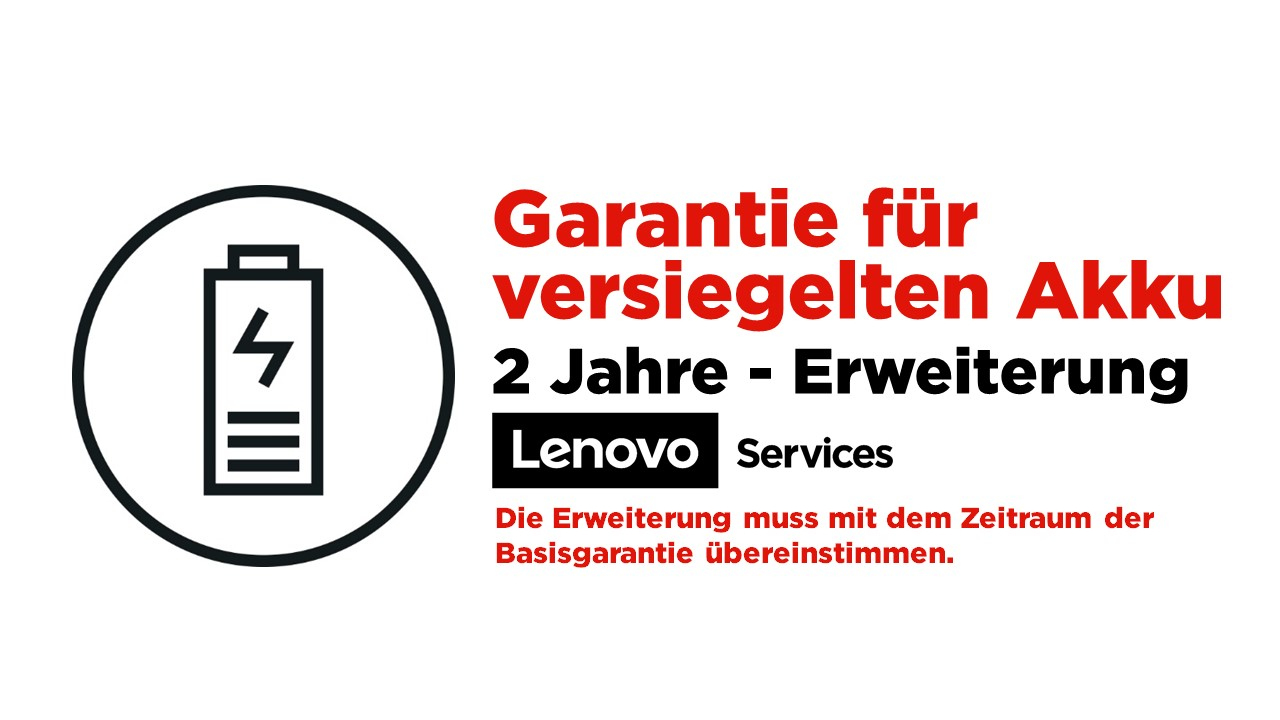 Lenovo 2 Jahre Garantie für versiegelten Akku (Erweiterung), 2 Jahr(e)