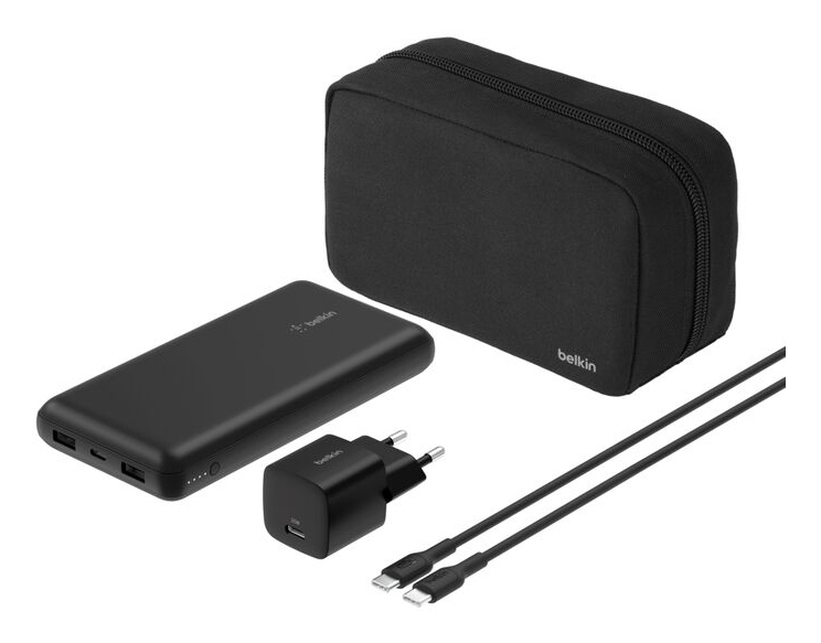 Belkin BoostCharge - Powerbank + AC-Netzteil - 20000 mAh - PD - 3 Ausgabeanschlussstellen (24 pin USB-C, 2 x USB), Ansicht 2
