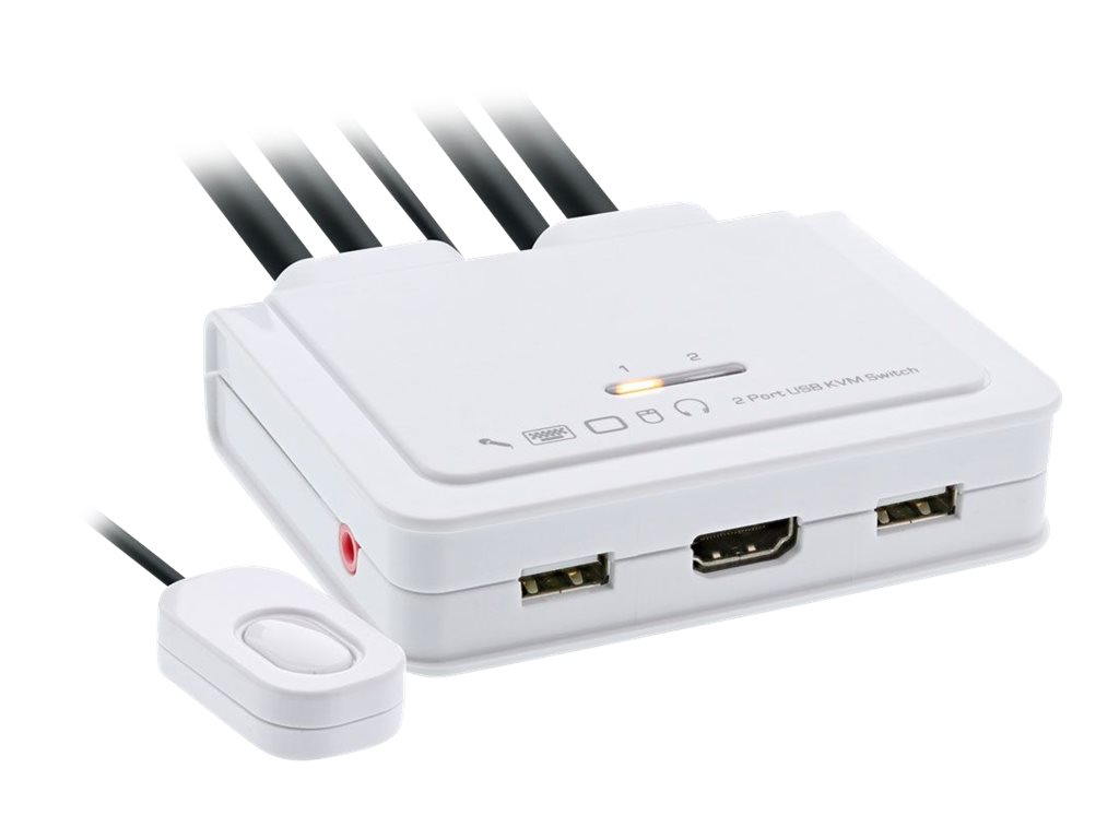 InLine KVM Switch 2-fach HDMI 4K USB mit Audio integrierte Kabel