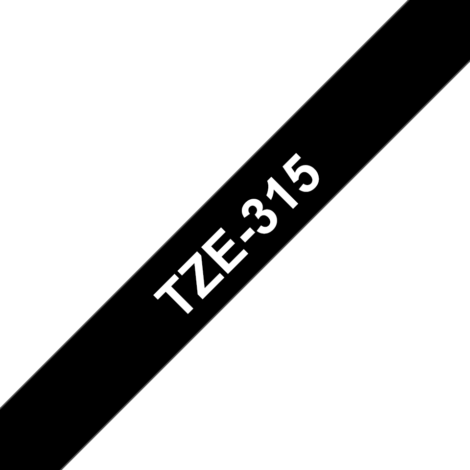 Brother TZe-315 - Standard-Klebstoff - Weiß auf Schwarz - Rolle (0,6 cm x 8 m), Ansicht 2