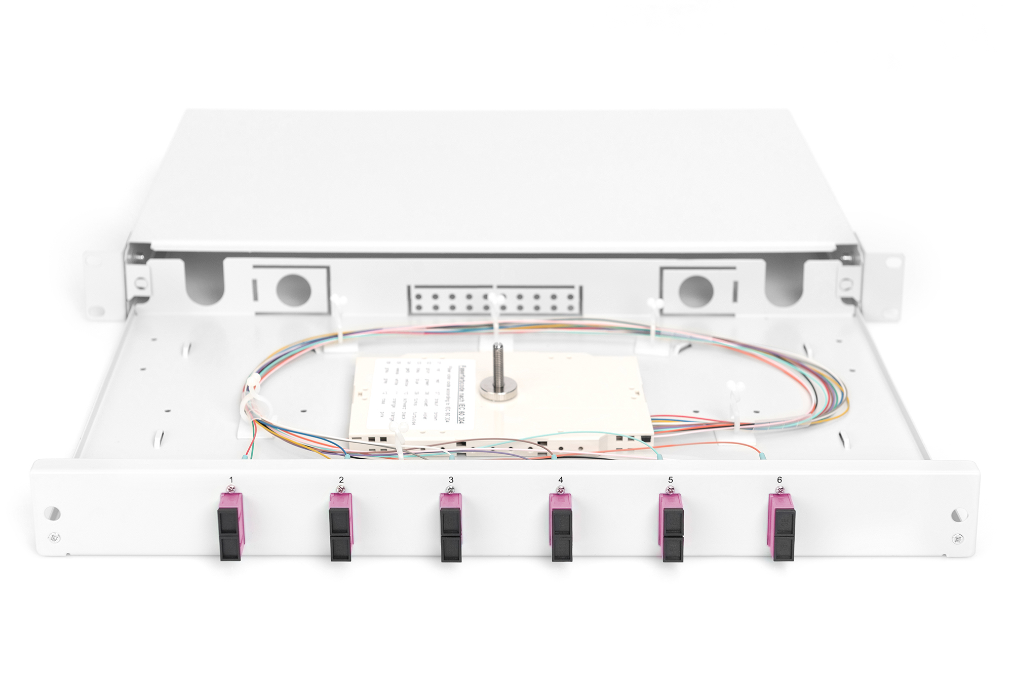 DIGITUS LWL-Spleißbox, 1HE, bestückt, 6x SC DX, OM4, Ansicht 4