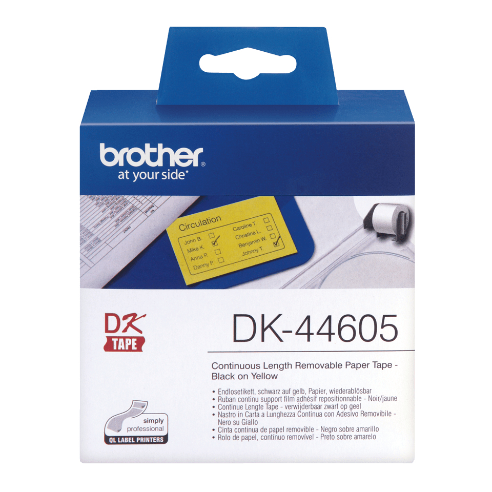 Brother DK44605 - Entfernbarer Klebstoff - Gelb - Rolle (6,2 cm x 30,5 m), Ansicht 4