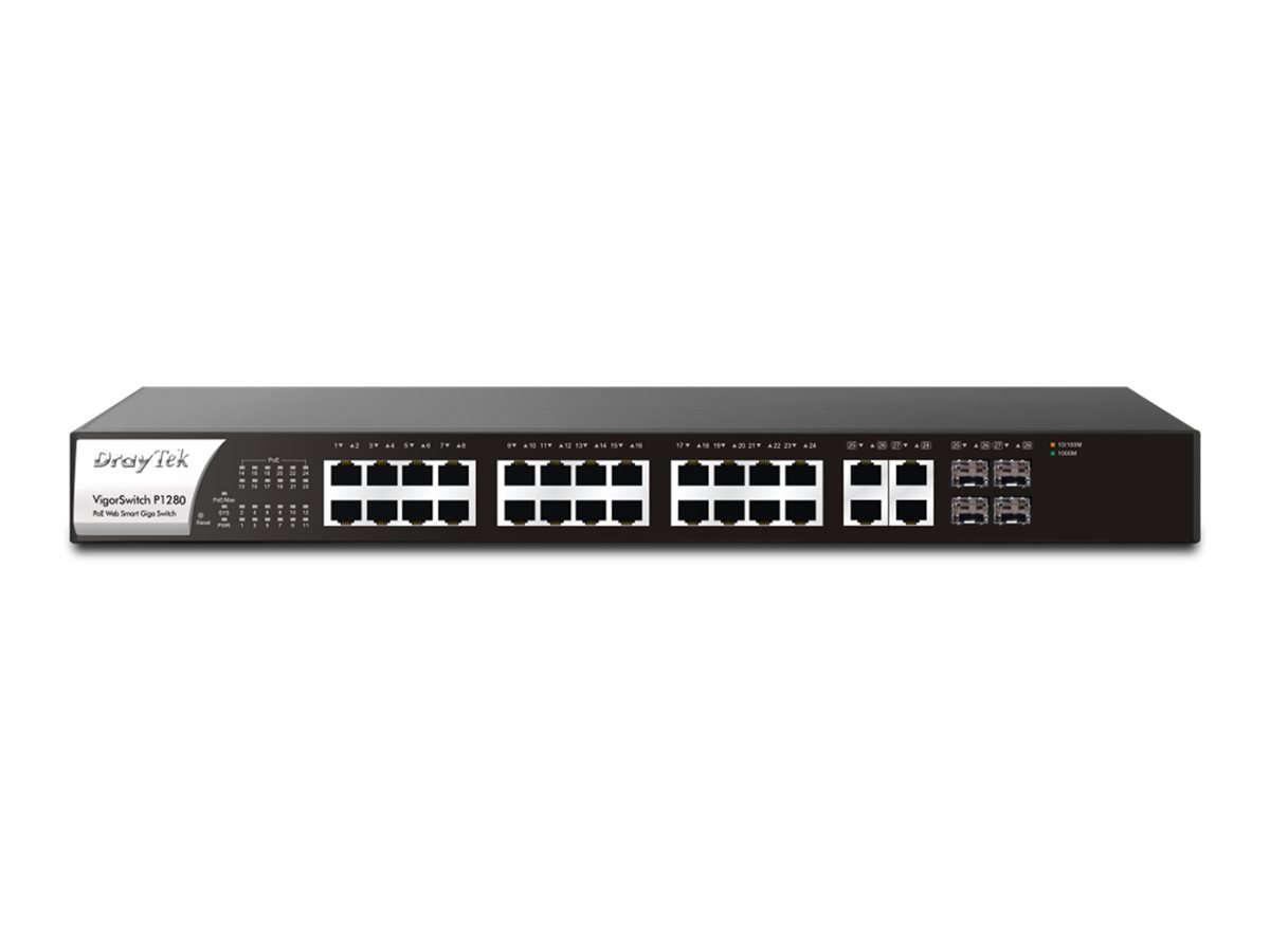 Draytek VigorSwitch P1281x - Switch - Smart - 24 x 10/100/1000 (PoE+)
