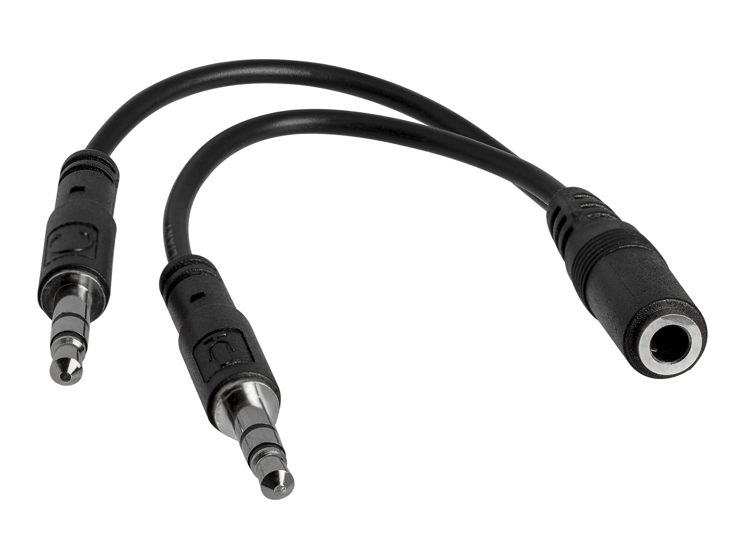StarTech.com 3,5mm Audio Klinke Y Kabel - Headset Splitter - Adapter - 1 x 3,5mm 4 Position Buchse 2 x 3,5mm 3 Position Stecker - Schwarz - Headset-Splitter