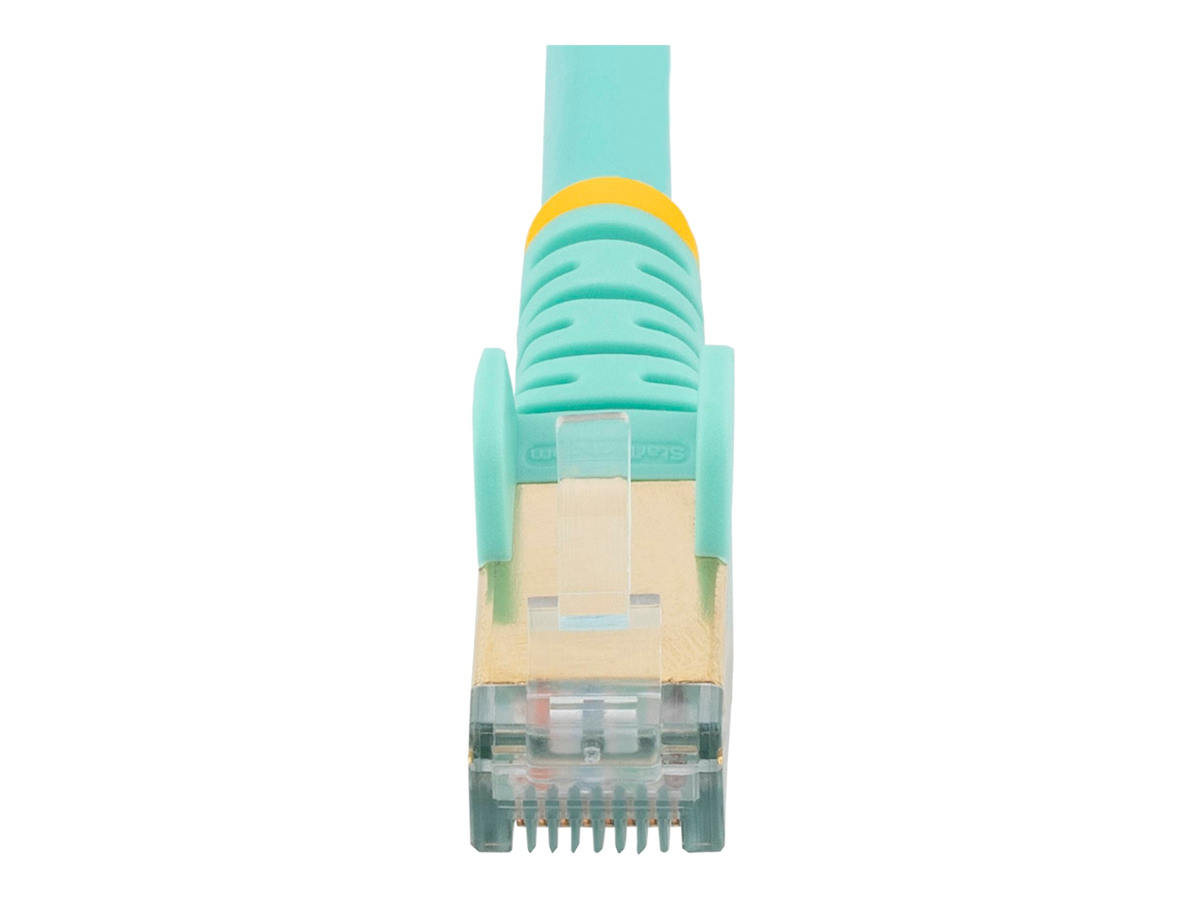 StarTech.com 50cm CAT6A Ethernet Cable, 10 Gigabit Shielded Snagless RJ45 100W PoE Patch Cord, CAT 6A 10GbE STP Network Cable w/Strain Relief, Aqua, UL Certified Wiring/TIA - Category 6A - 26AWG (6ASPAT50CMAQ)