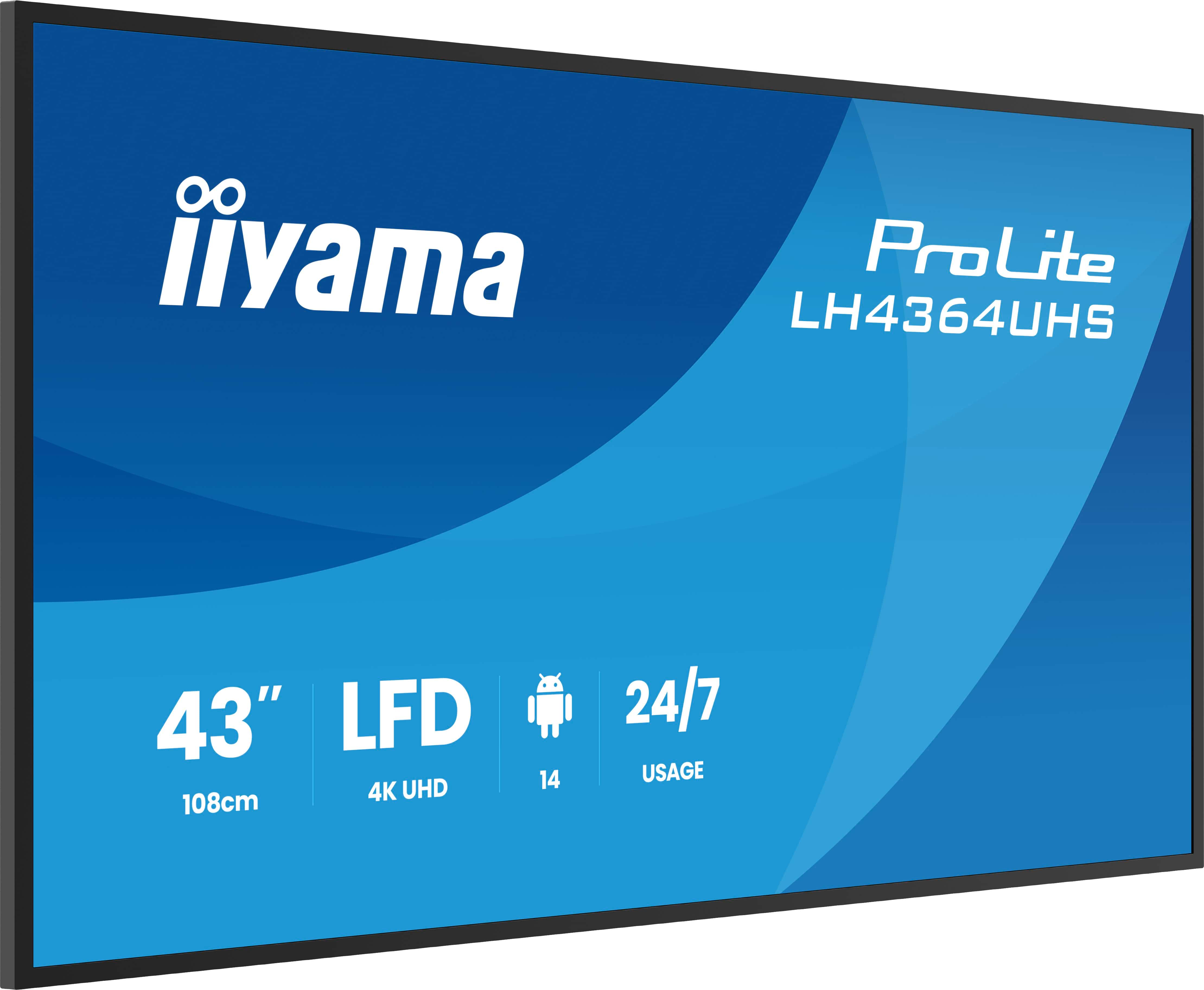 Iiyama 108cm 43 LH4364UHS-B1AG 16 9 2xHDMI+USB-C IPS - 108 cm - 43, Ansicht 3