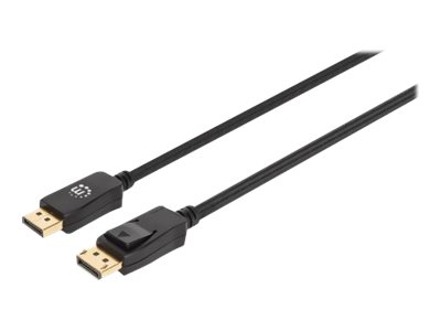 Manhattan DisplayPort 1.4 Cable, 8K@60hz, 1m, Braided Cable, Male to Male, With Latches, Fully Shielded, Black, Lifetime Warranty, Polybag - DisplayPort-Kabel - DisplayPort (M)