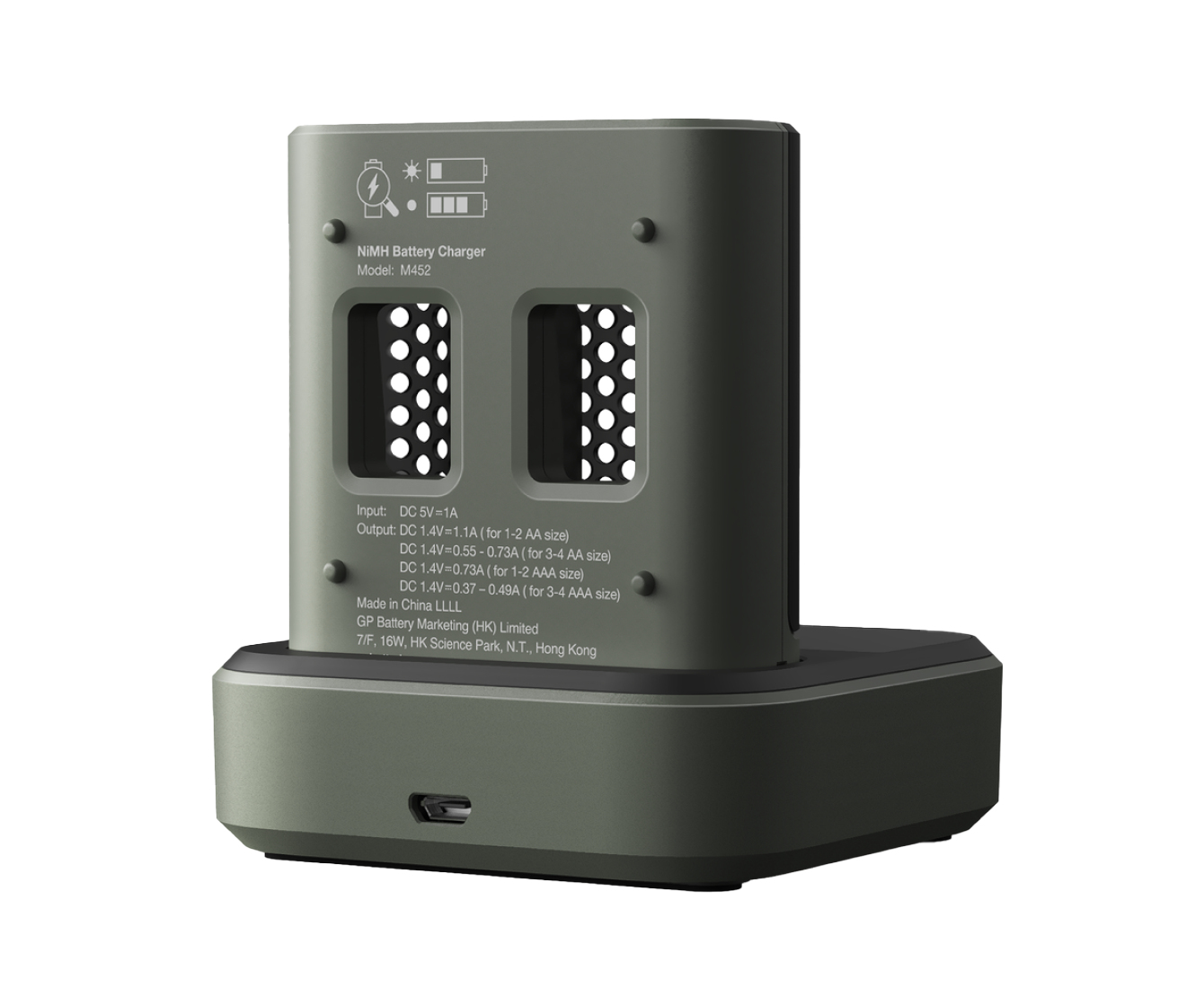 GP Battery M452D 4-Port inkl. Dockingstation Akku-Schnellladegerät Akkus - Ladegerät - Nickel-Metallhydrid (NiMH), Ansicht 3