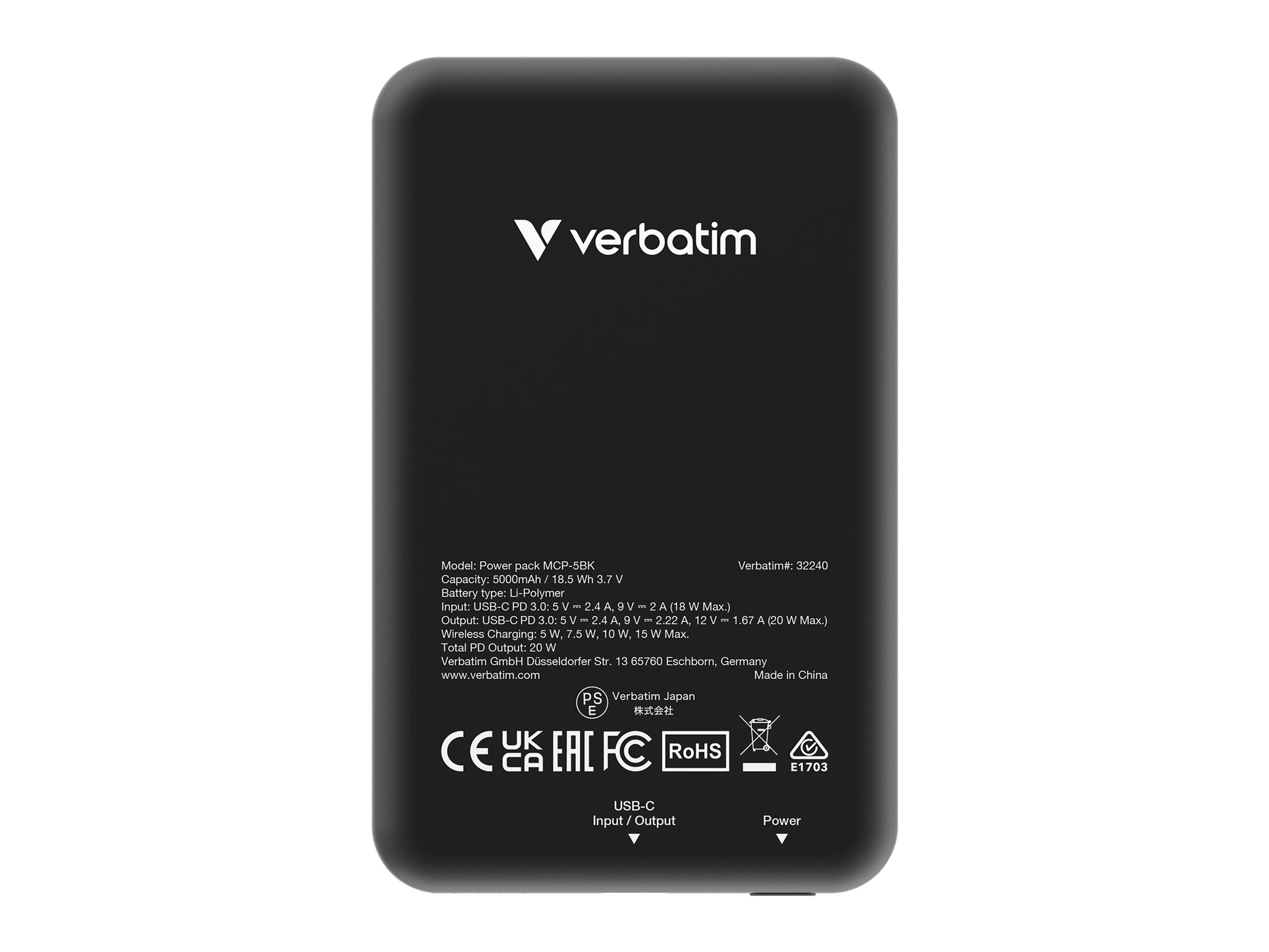 Verbatim Charge 'n' Go - Induktive Power Bank - Magnethalterung - Li-Pol - 5000 mAh - 20 Watt - 2.4 A, Ansicht 3