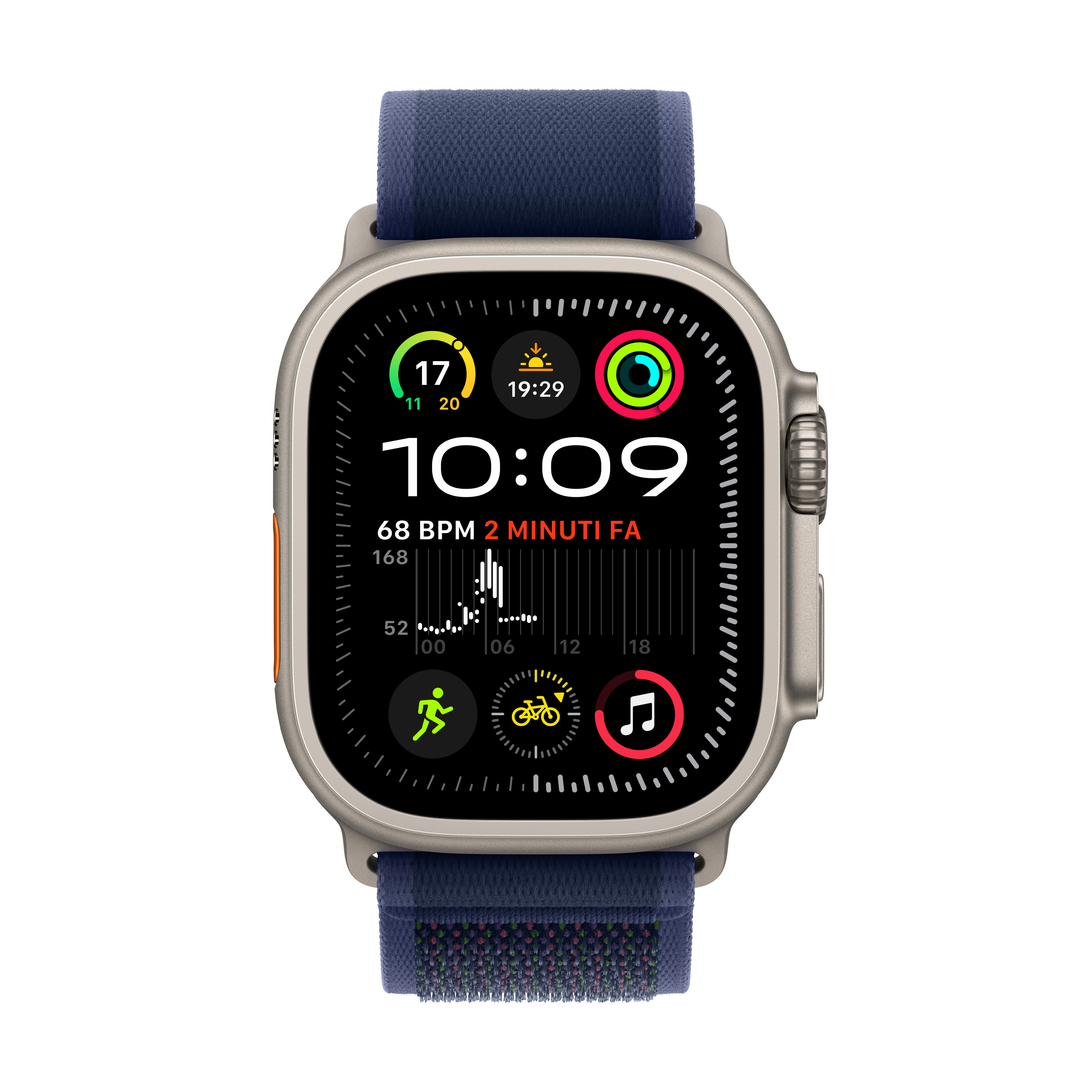 Apple Watch Ultra 2 - 49 mm - natürliches Titan - mit Trail Loop - Nylongewebe - Blau - Bandgröße: S/M, Ansicht 4