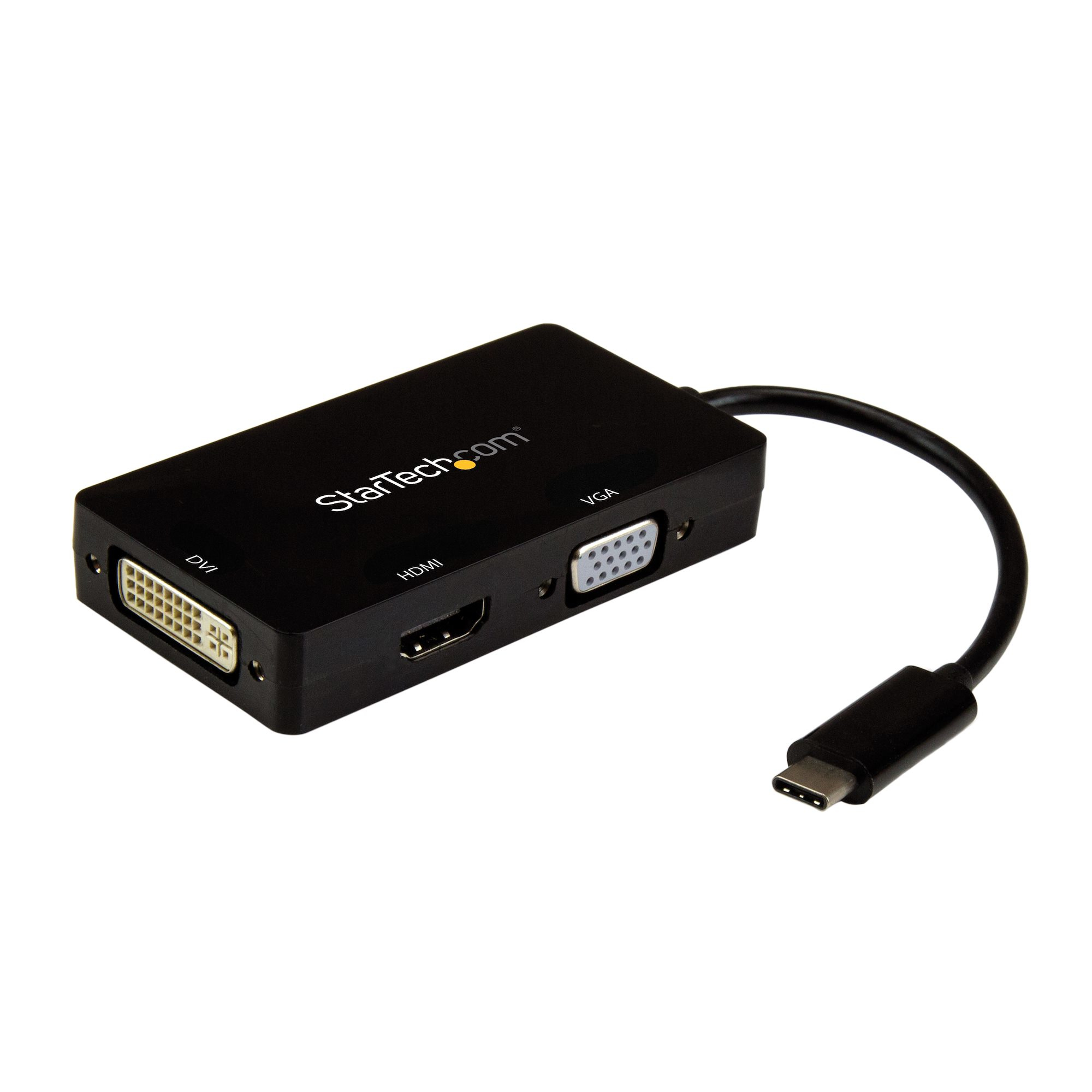 StarTech.com USB-C Multiport Adapter - 3-in-1 USB-C auf HDMI, DVI oder VGA, USB Typ-C, DVI-Ausgang, HDMI-Ausgang, VGA-Ausgang (D-Sub), 3840 x 2160 Pixel