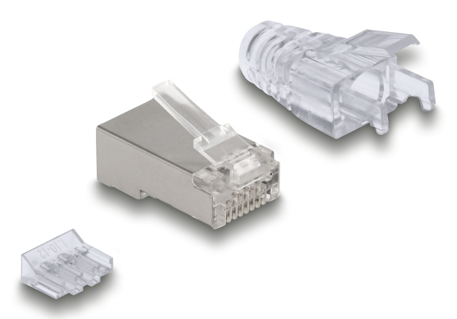 Delock RJ45 Modularer Stecker Cat.6A mit Knickschutztülle transparent 50er, Ansicht 3