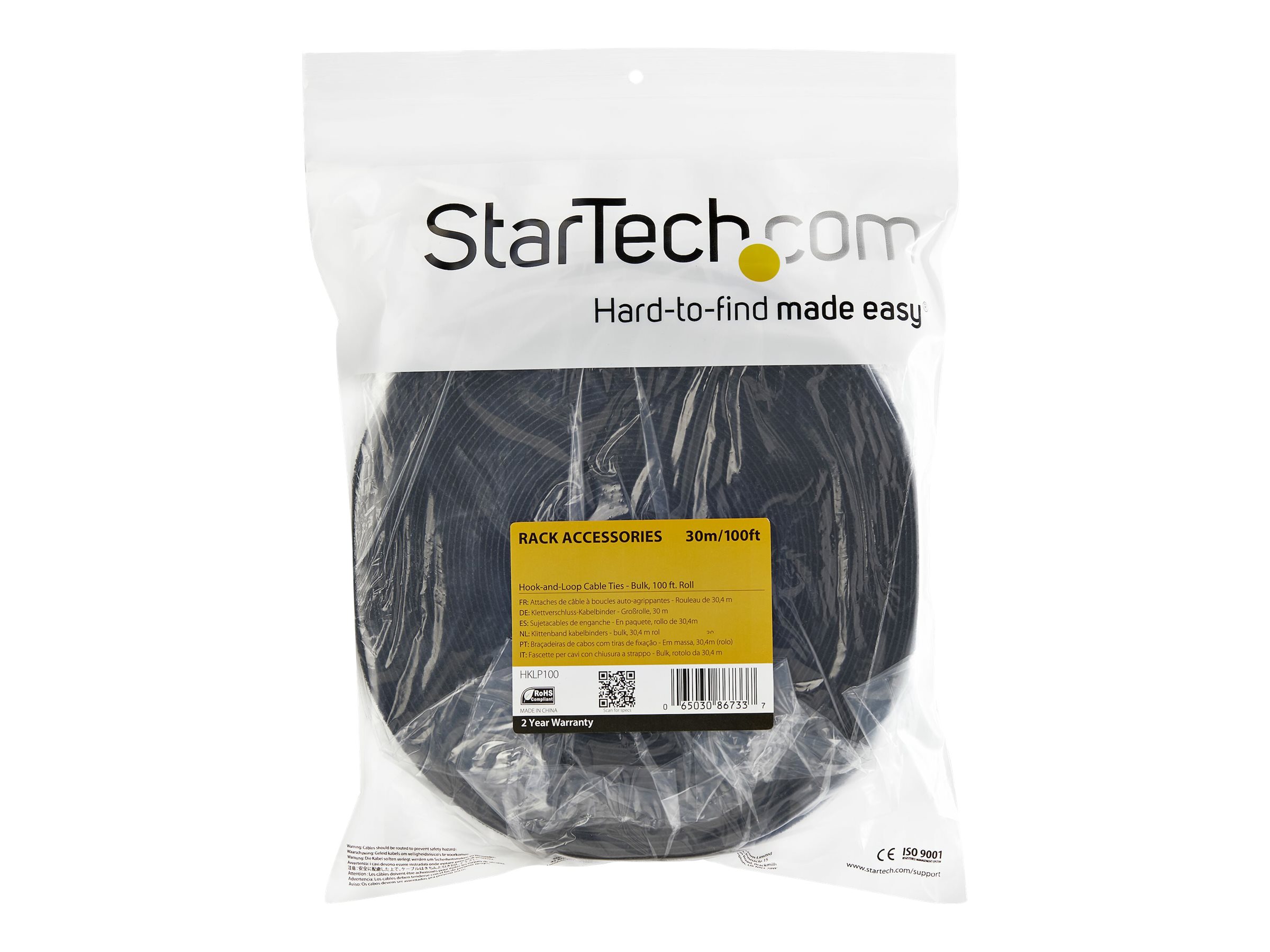 StarTech.com Startech Klettverschluss 7,6m Rolle - Schwarz