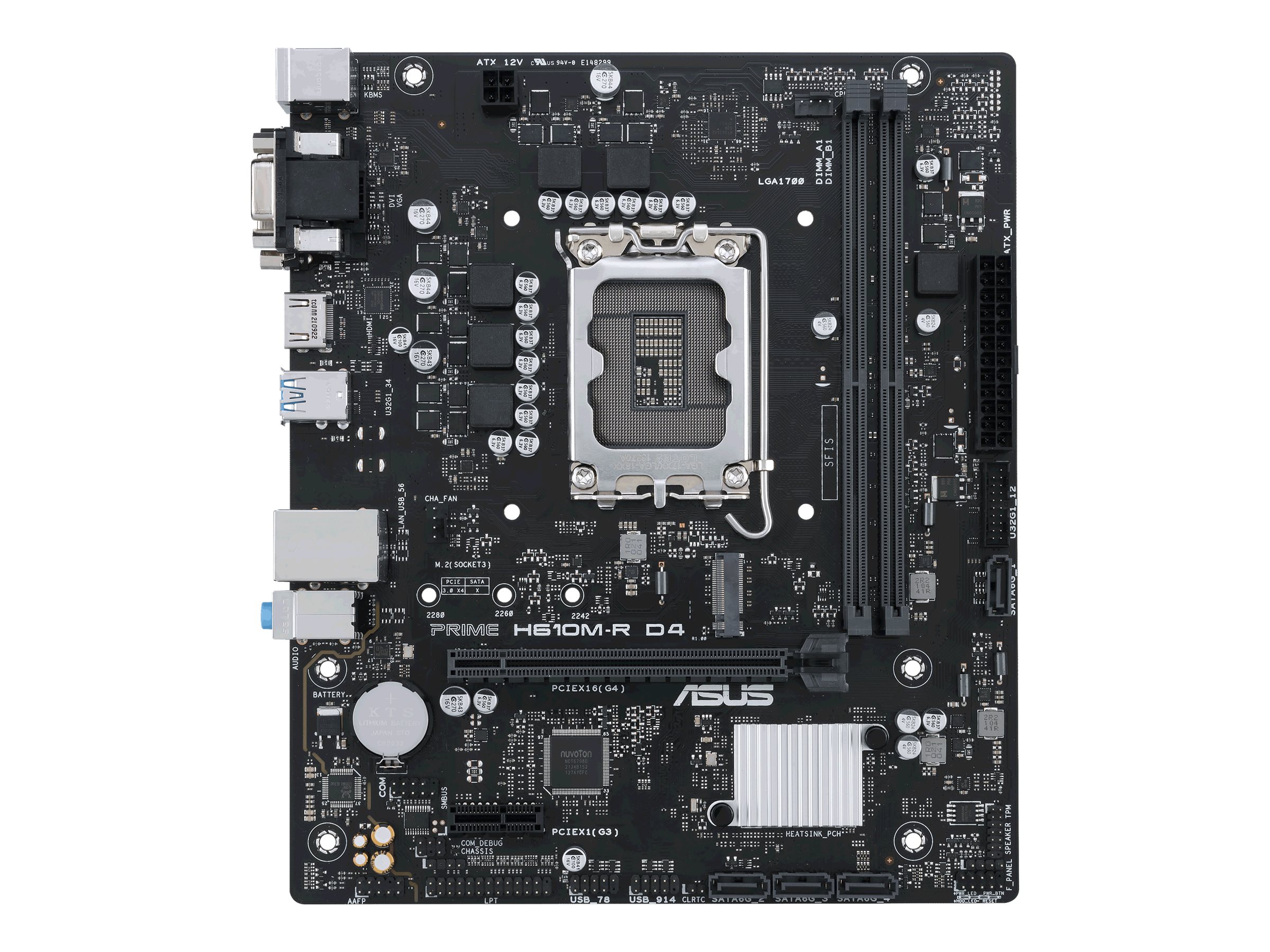 ASUS PRIME H610M-R D4 - Motherboard - micro ATX - LGA1700-Sockel - H610 Chipsatz - USB 3.2 Gen 1 - Gigabit LAN - Onboard