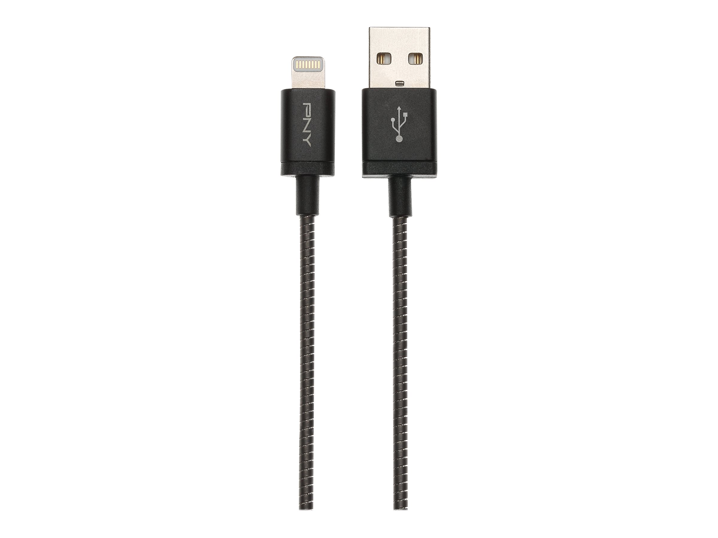 PNY - Lightning-Kabel - USB männlich zu Lightning männlich - 1.2 m - Schwarz metallic - für Apple iPad/iPhone/iPod (Lightning)