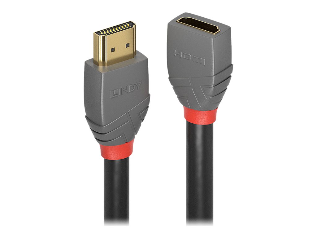 Lindy Anthra Line - HDMI-Verlängerungskabel mit Ethernet - HDMI männlich zu HDMI weiblich - 1 m - Dreifachisolierung - Schwarz