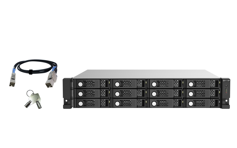 QNAP TL-R1220Sep-RP - HDD / SSD-Gehäuse - 2.5/3.5 Zoll - SAS-3 - Serial ATA III - Hot-Swap - Rack-Einbau - Schwarz - Gra