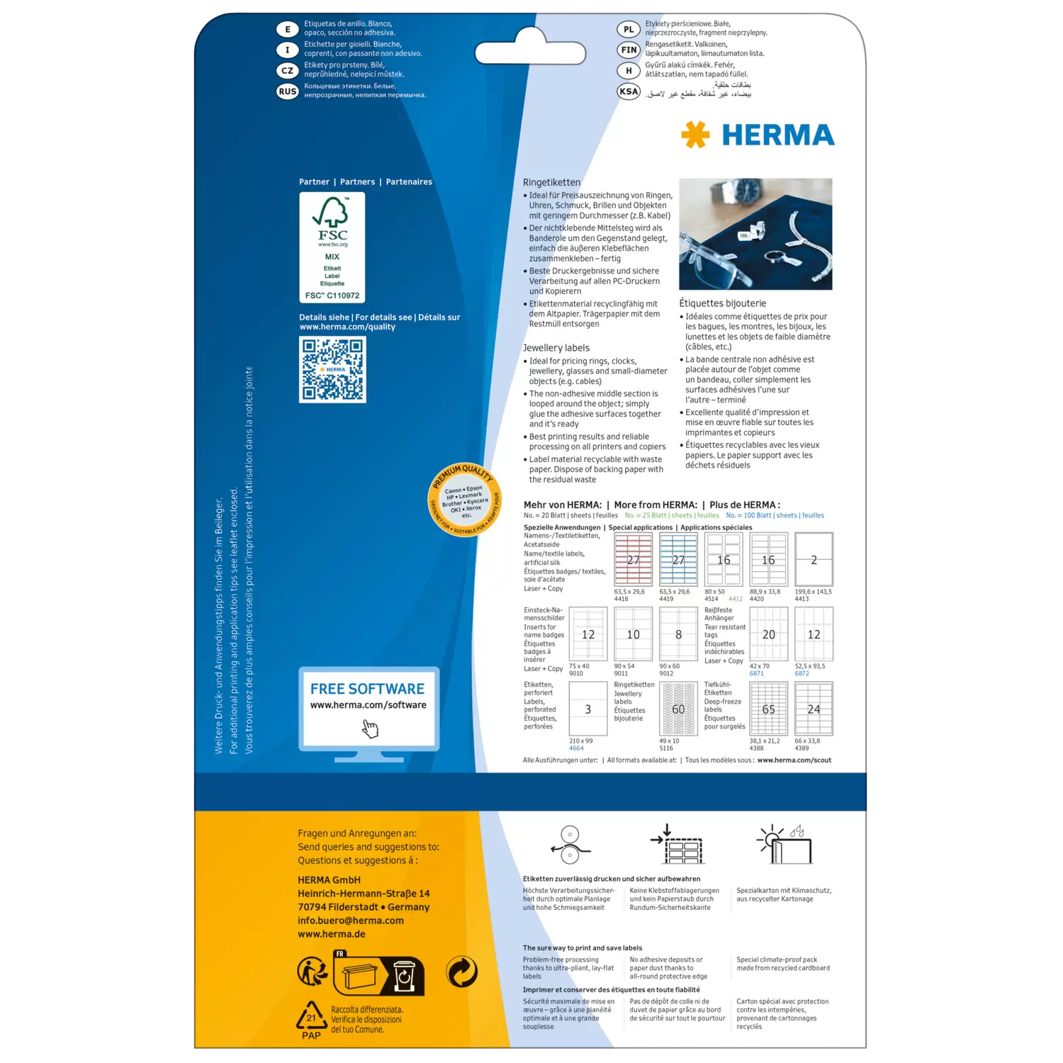 HERMA Special - Weiß - 49 x 10 mm 1500 Etikett(en) (25 Bogen x 60), Ansicht 4