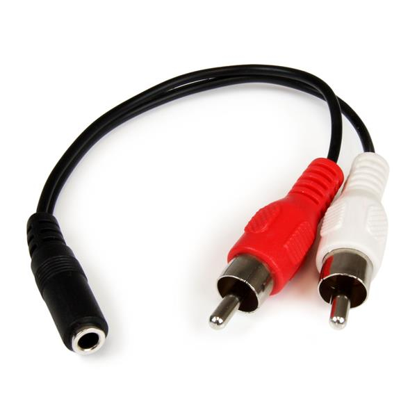 StarTech.com 15cm Audio Kabel 3,5mm Klinke auf 2x RCA/Cinch (Buchse/Stecker), 3.5mm, Männlich, 2 x RCA, Weiblich, 0,152 m, Schwarz