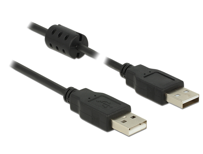 Delock 0.5m, 2xUSB 2.0-A, 0,5 m, USB A, USB A, USB 2.0, Männlich/Männlich, Schwarz