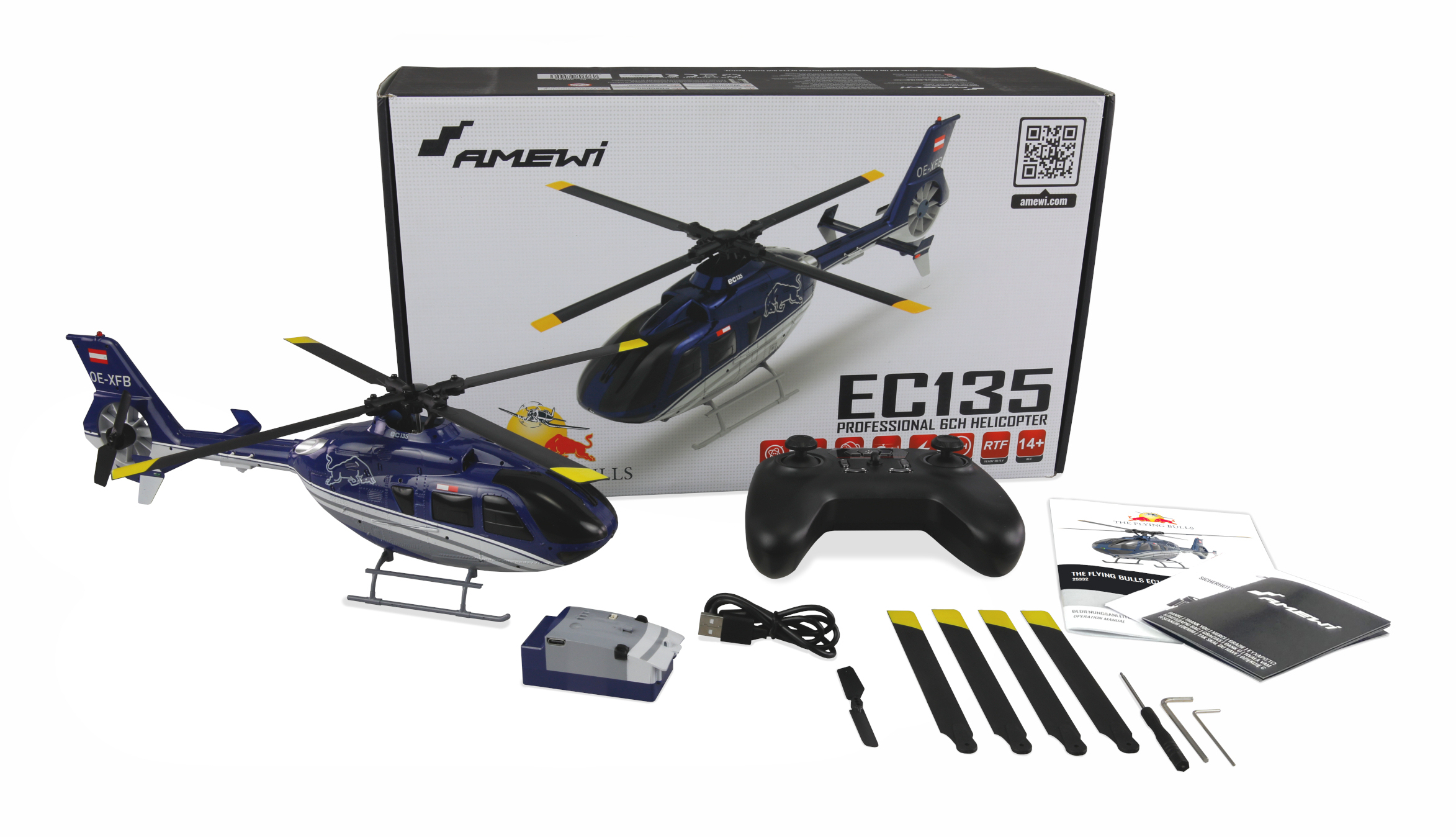 Amewi Helikopter EC135 Pro the Flying Bulls Brushless CP RTF, Ansicht 4