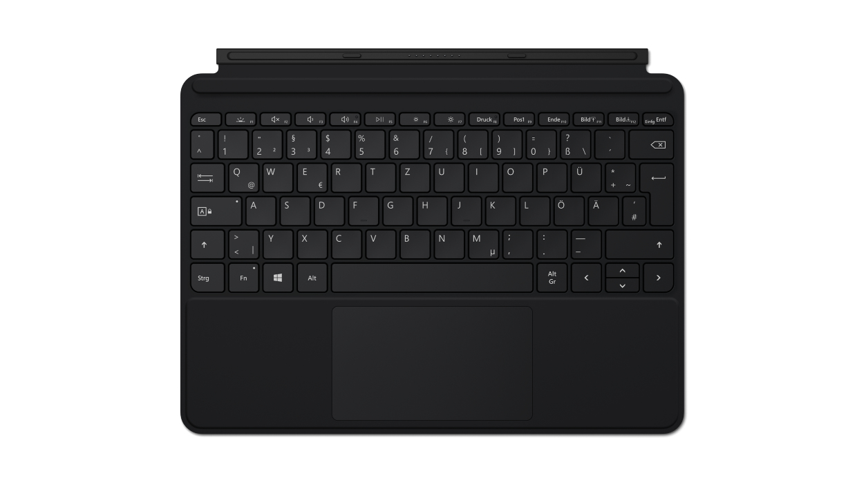 Microsoft Go Type Cover, QWERTZ, Deutsch, Touchpad, Schwarz, 248 x 190 x 4,6 mm, 245 g