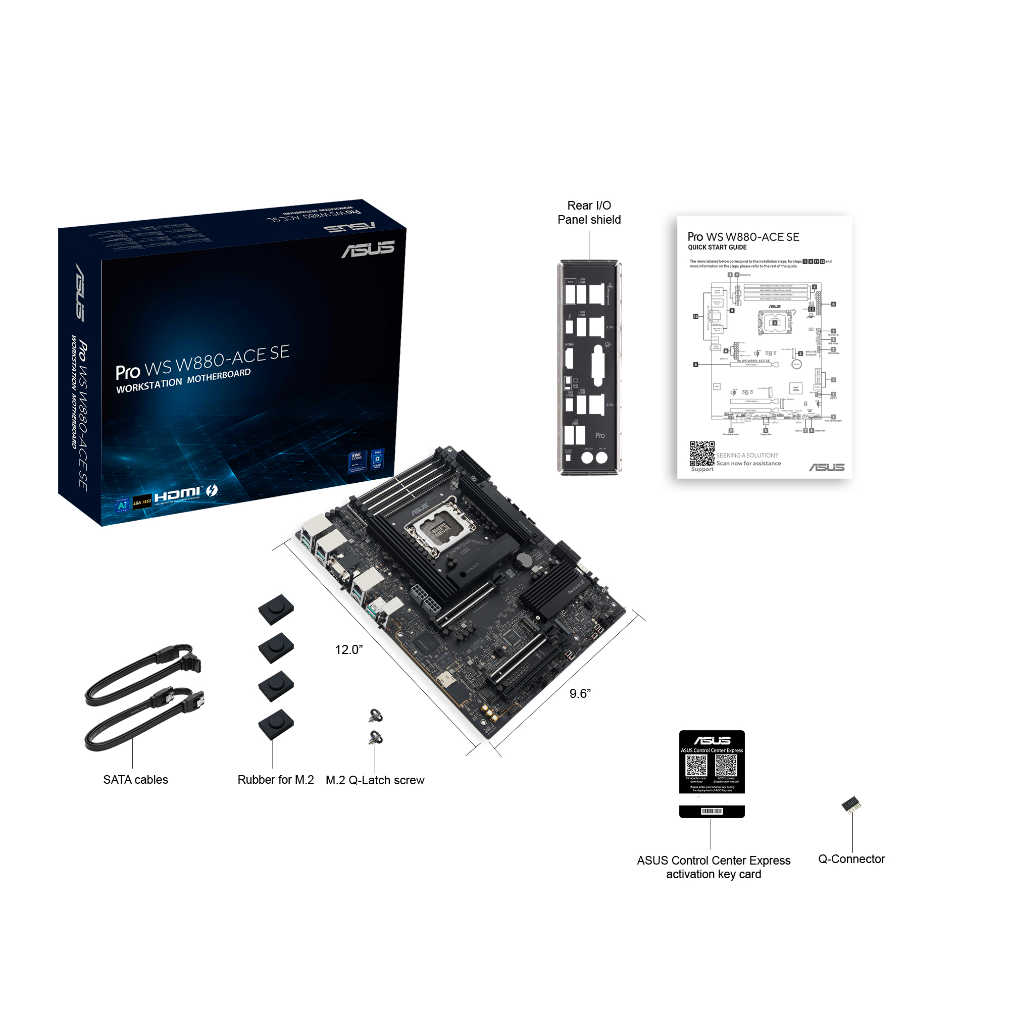 ASUS Pro WS W880-ACE SE - Motherboard - ATX - LGA1851-Sockel - W880 Chipsatz - 2 x 2.5 Gigabit LAN - Onboard-Grafik, Ansicht 2