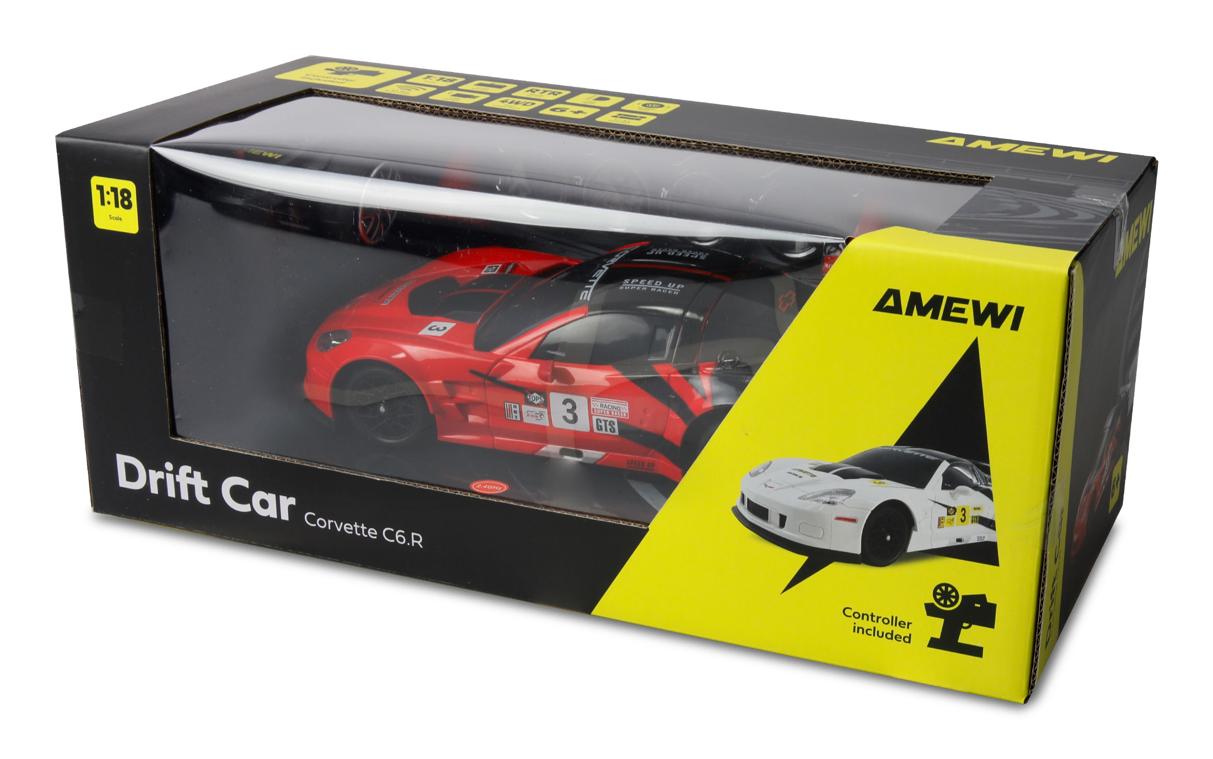 Amewi RC Drift Corvette rot, Ansicht 3