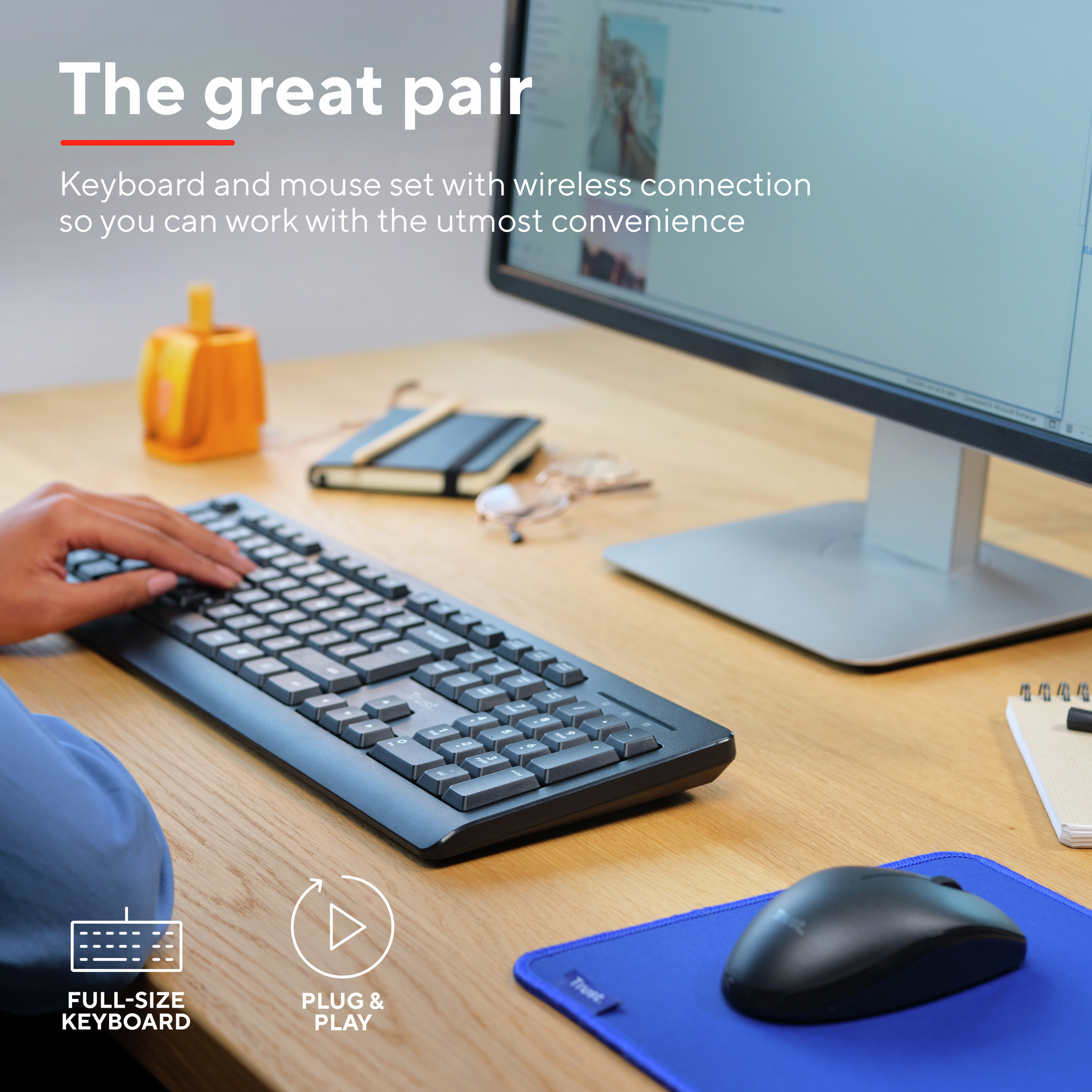 Trust Primo Funk Tastatur Maus-Set Schwarz - TL: Deutsch, QWERTZ, Ansicht 4