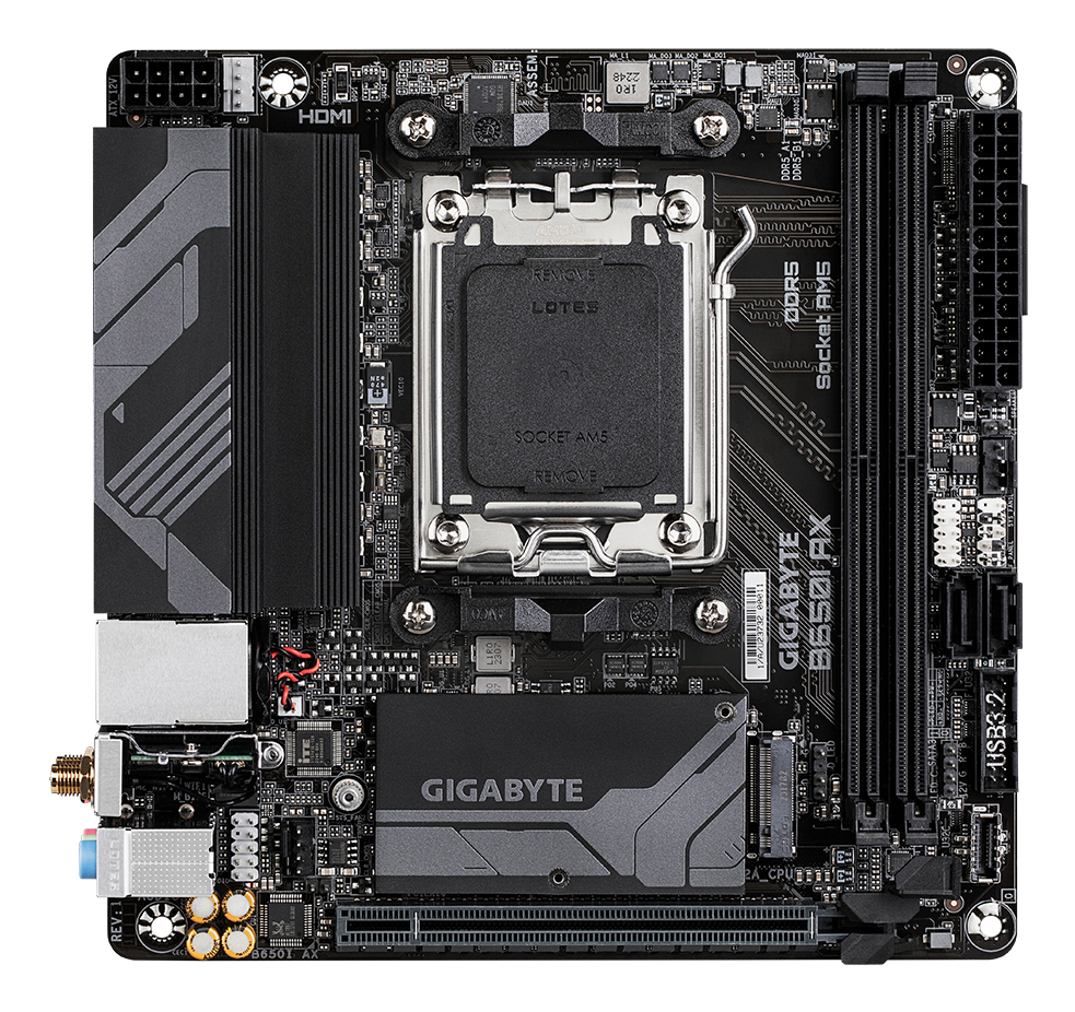 Gigabyte B650I AX - 1.0 - Motherboard - Mini-ITX - Socket AM5 - AMD B650 Chipsatz - USB 3.2 Gen 1, USB 3.2 Gen 2, Ansicht 2