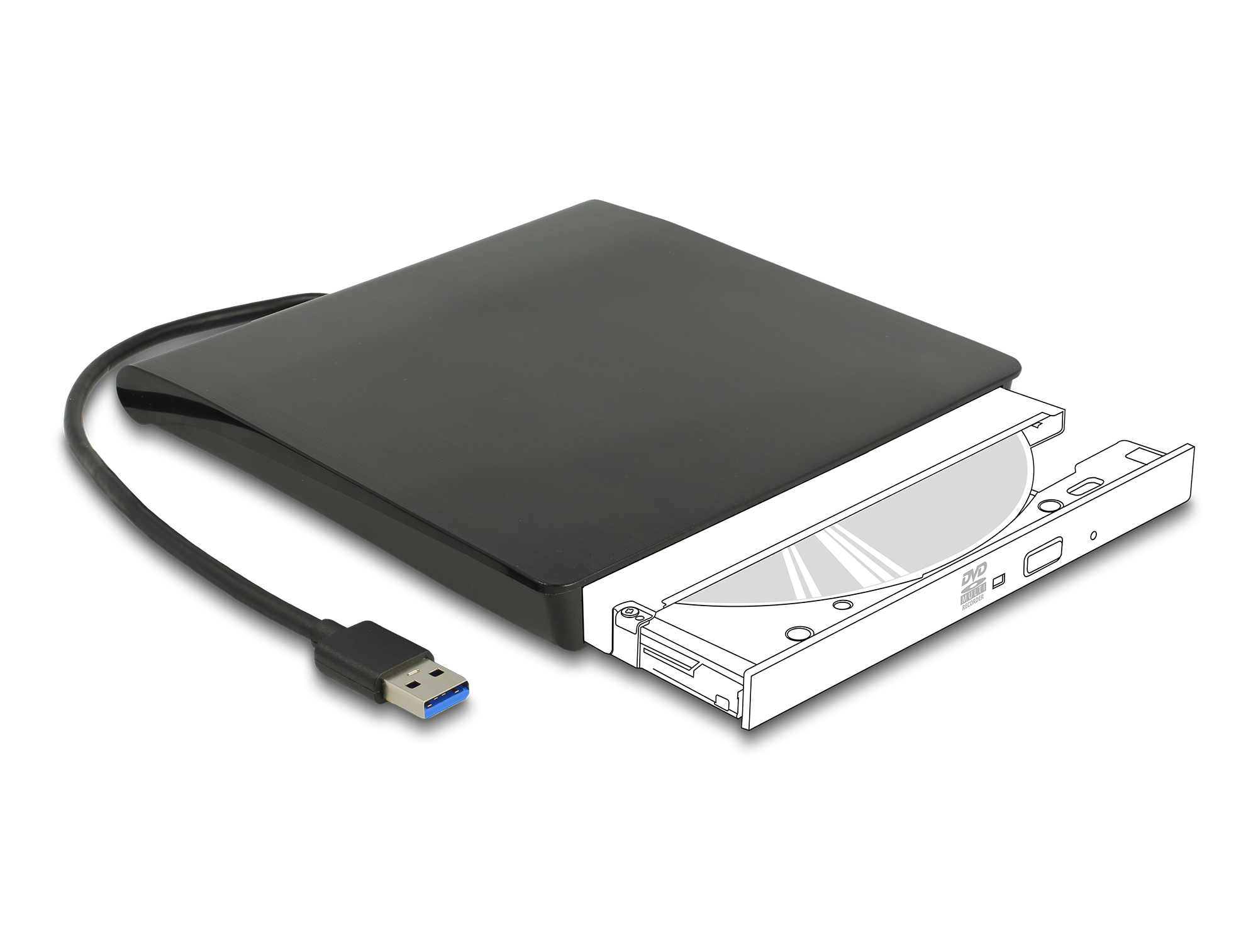 Delock 5.25 External Enclosure Slim SATA > USB 3.0 - Speichergehäuse - SATA - USB 3.2 (Gen 1), Ansicht 3