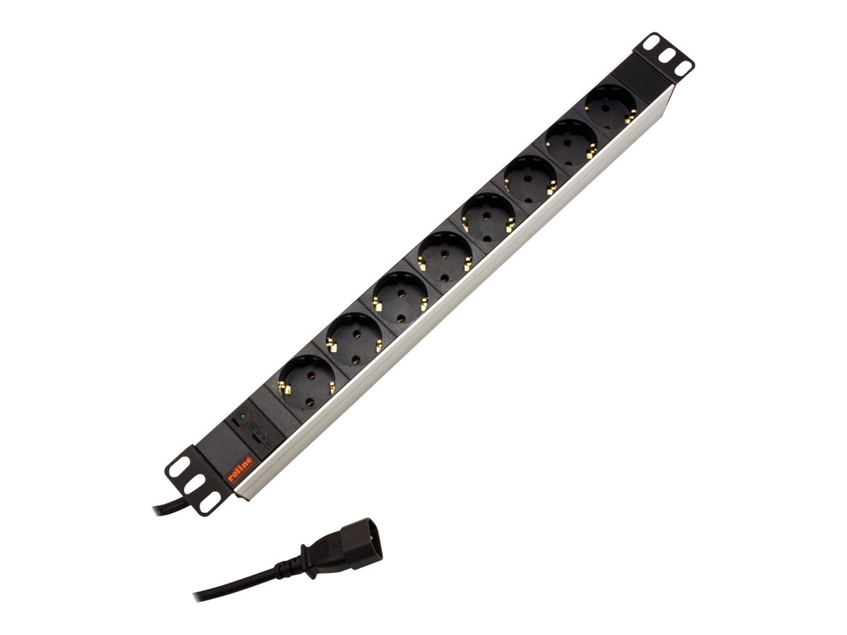 ROLINE Steckdosenleiste (Rack - einbaufähig) - 250 V - 2300 Watt - Eingabe, Eingang IEC 60320 C14 - Ausgangsanschlüsse: 8 - 1U - 48.3 cm (19")