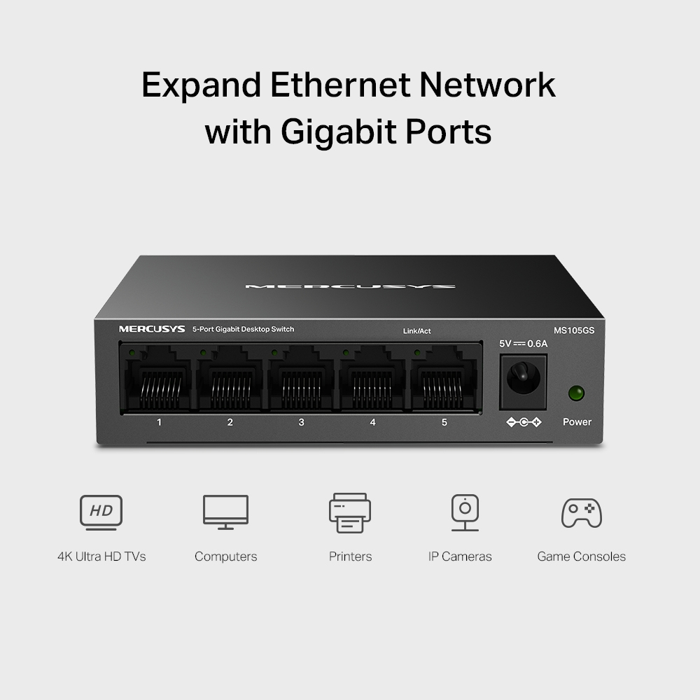 TP-LINK Switch MS105GS 5-Port Gigabit Steel Case - Switch - 1 Gbps, Ansicht 3