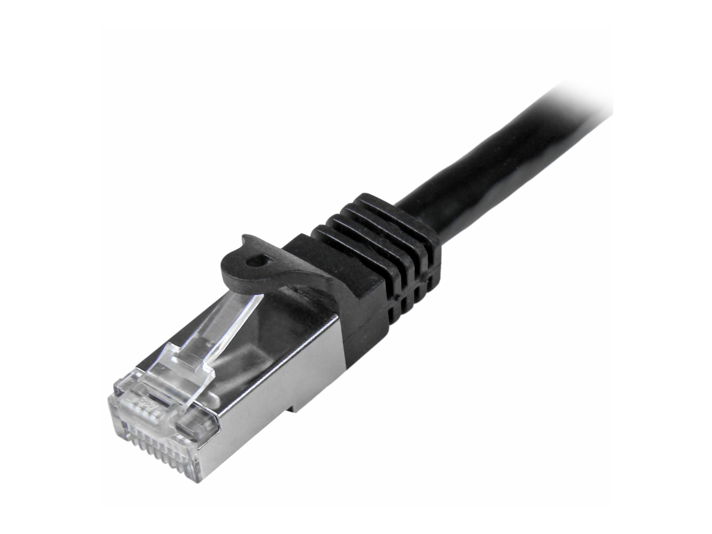 StarTech.com Startech 50cm CAT6 Ethernet Cable, 10 Gigabit Shielded Snagless RJ45 100W PoE Patch Cord, CAT 6 10GbE SFTP Network Cable w/Strain Relief, Black, Wiring is UL Certified/TIA - Category 6 - 26AWG (N6SPAT50CMBK)