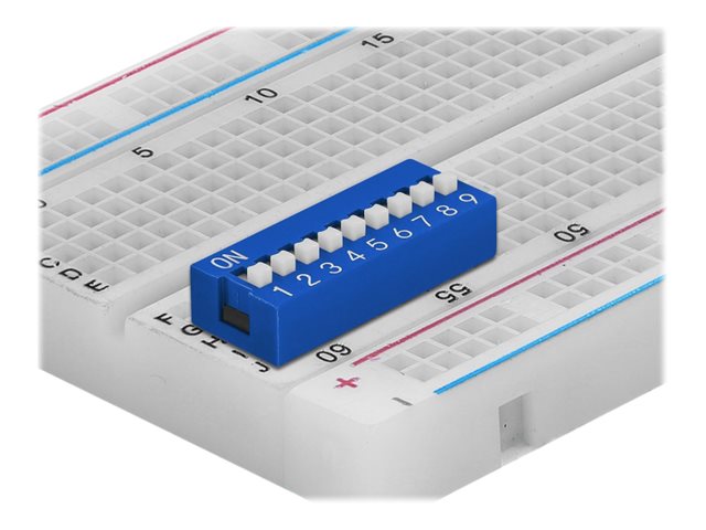 Delock DIP sliding switch 9-digit 2.54 mm pitch THT vertical - DIP-Schalter - Blau (Packung mit 5)