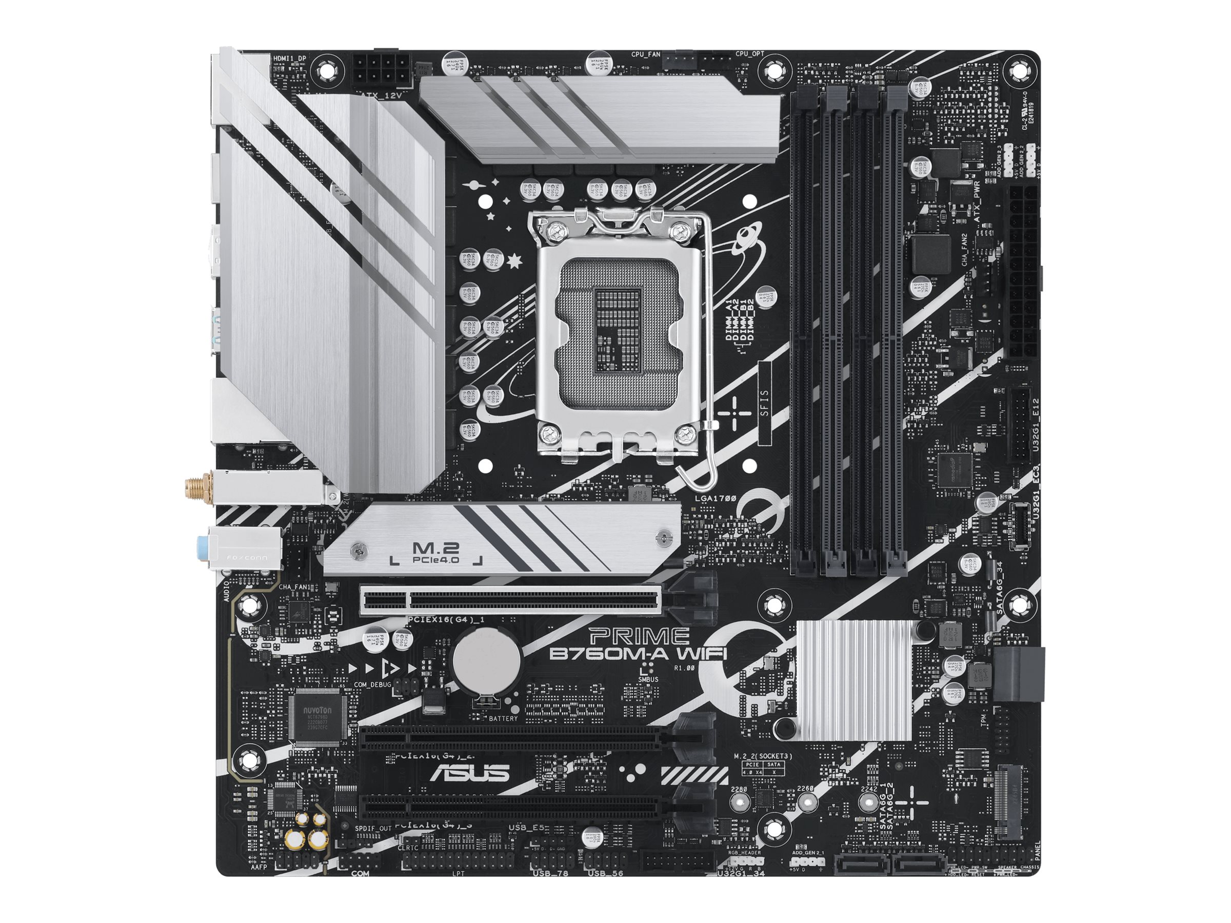 ASUS PRIME B760M-A WIFI - Motherboard - micro ATX - LGA1700 Sockel - B760 Chipsatz - USB 3.2 Gen 1, USB 3.2 Gen 2, USB-C 3.2 Gen 1 - 2.5 Gigabit LAN, Wi-Fi 6, Bluetooth - Onboard-Grafik (CPU erforderlich)